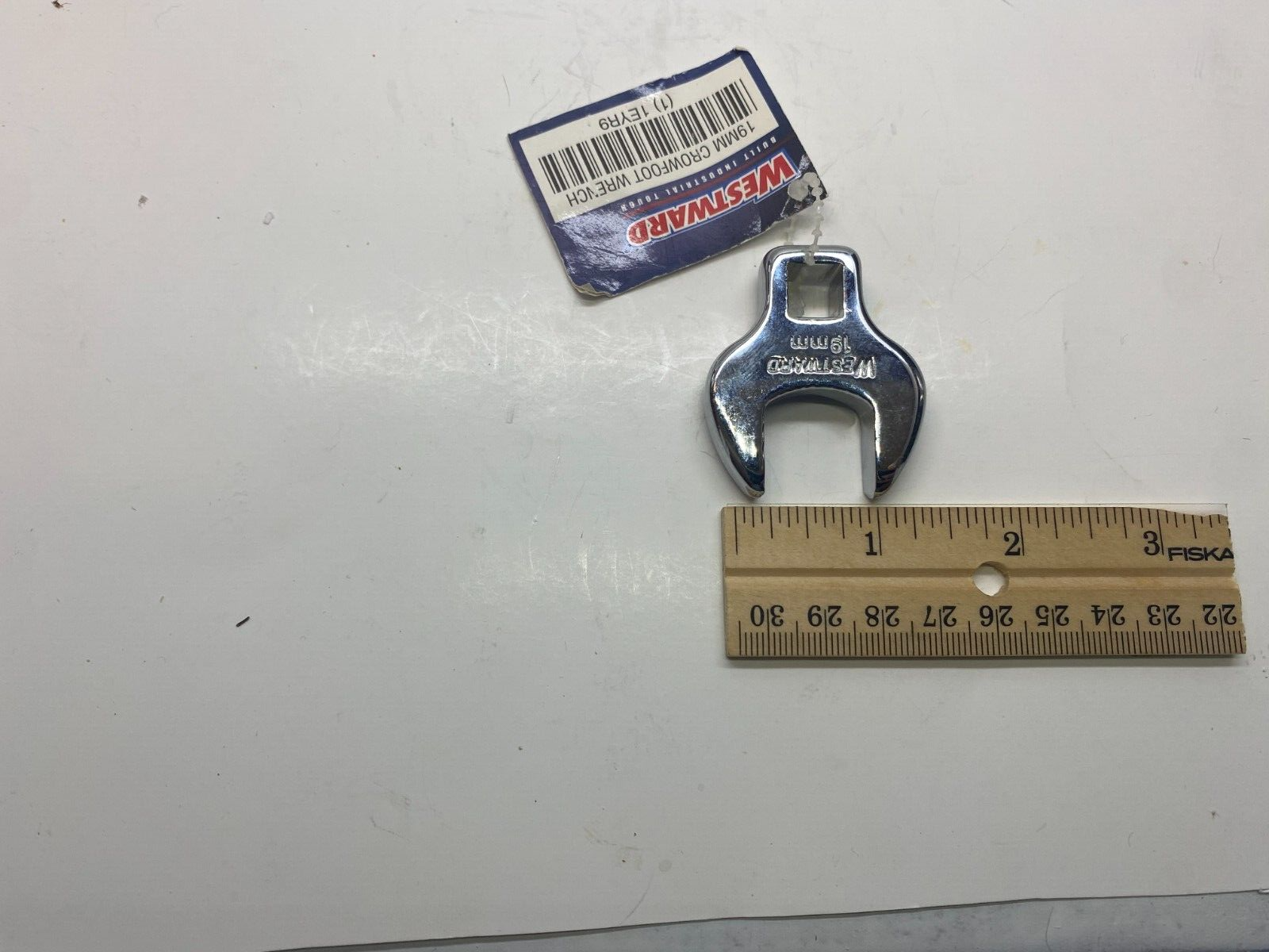 WESTWARD 19mm Crowfoot Wrench - 3/8" Drive - Open End - Chrome Finish