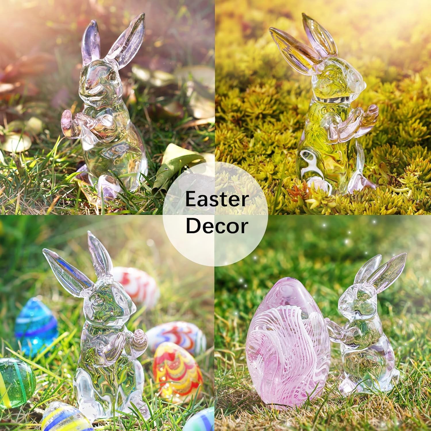 3.5inch Crystal Rabbit Bunny Figurine Collectibles Spring Easter Bunny Decora...