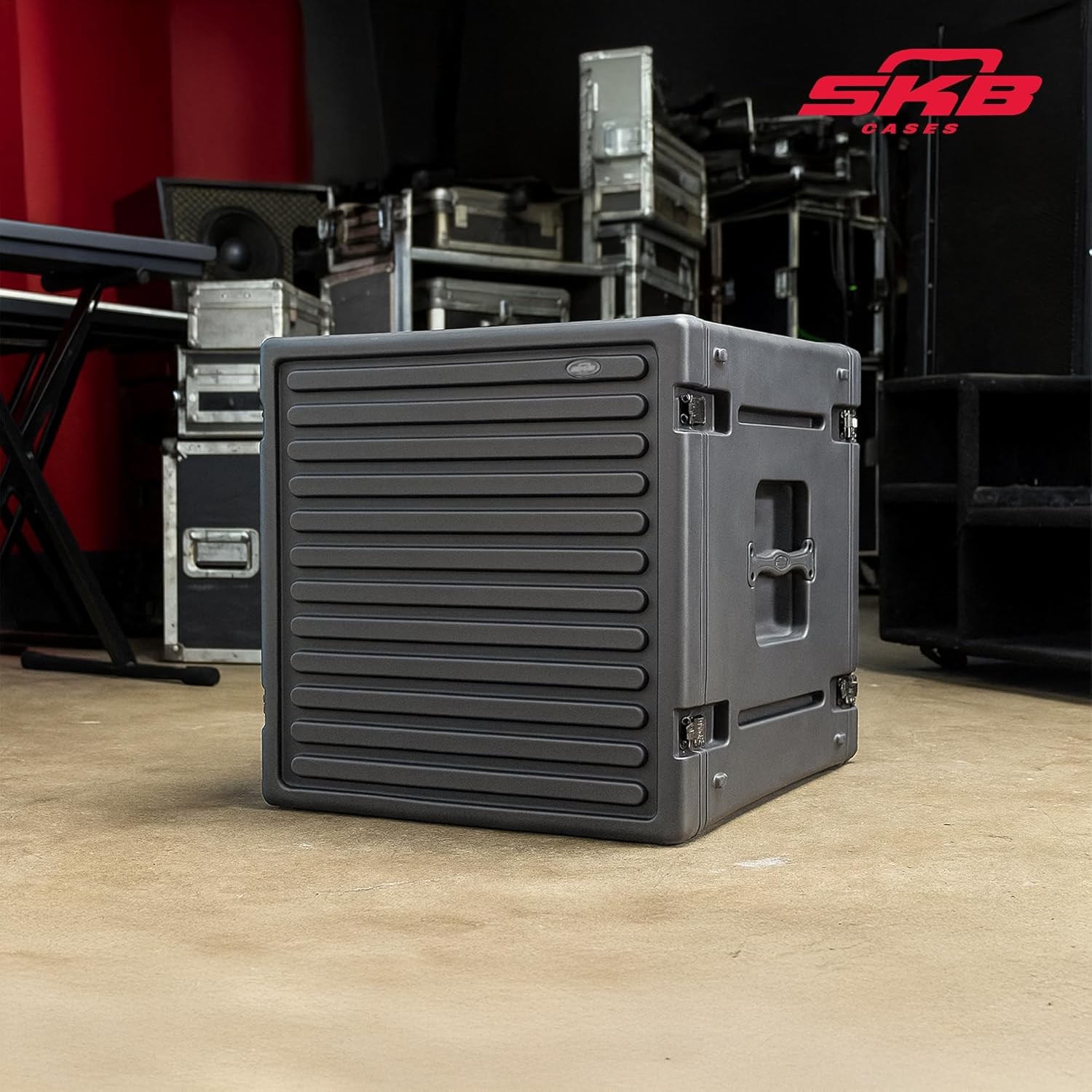 SKB Durable Polyethylene Gear Protector 12U Roto Rack with Twist Latches, Black