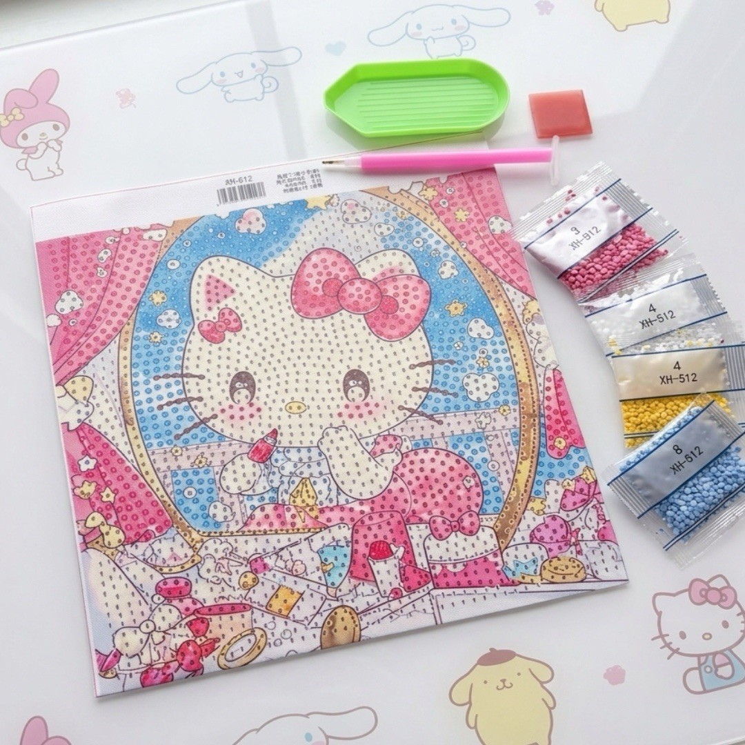 Hello Kitty Diamond Decoration Kit XH-512-20X20 Canvas Beads Tools