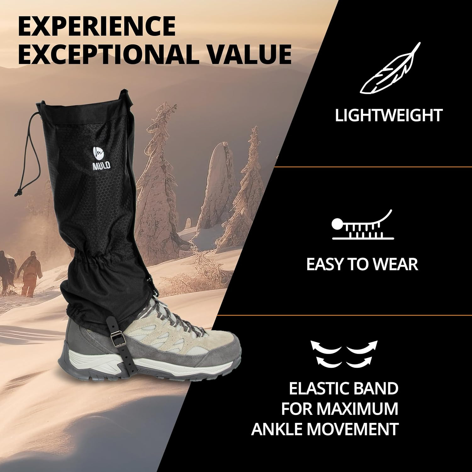 Waterproof Leg Gaiters - Lightweight Adjustable Boot Gaiters for Hiking, Hunting