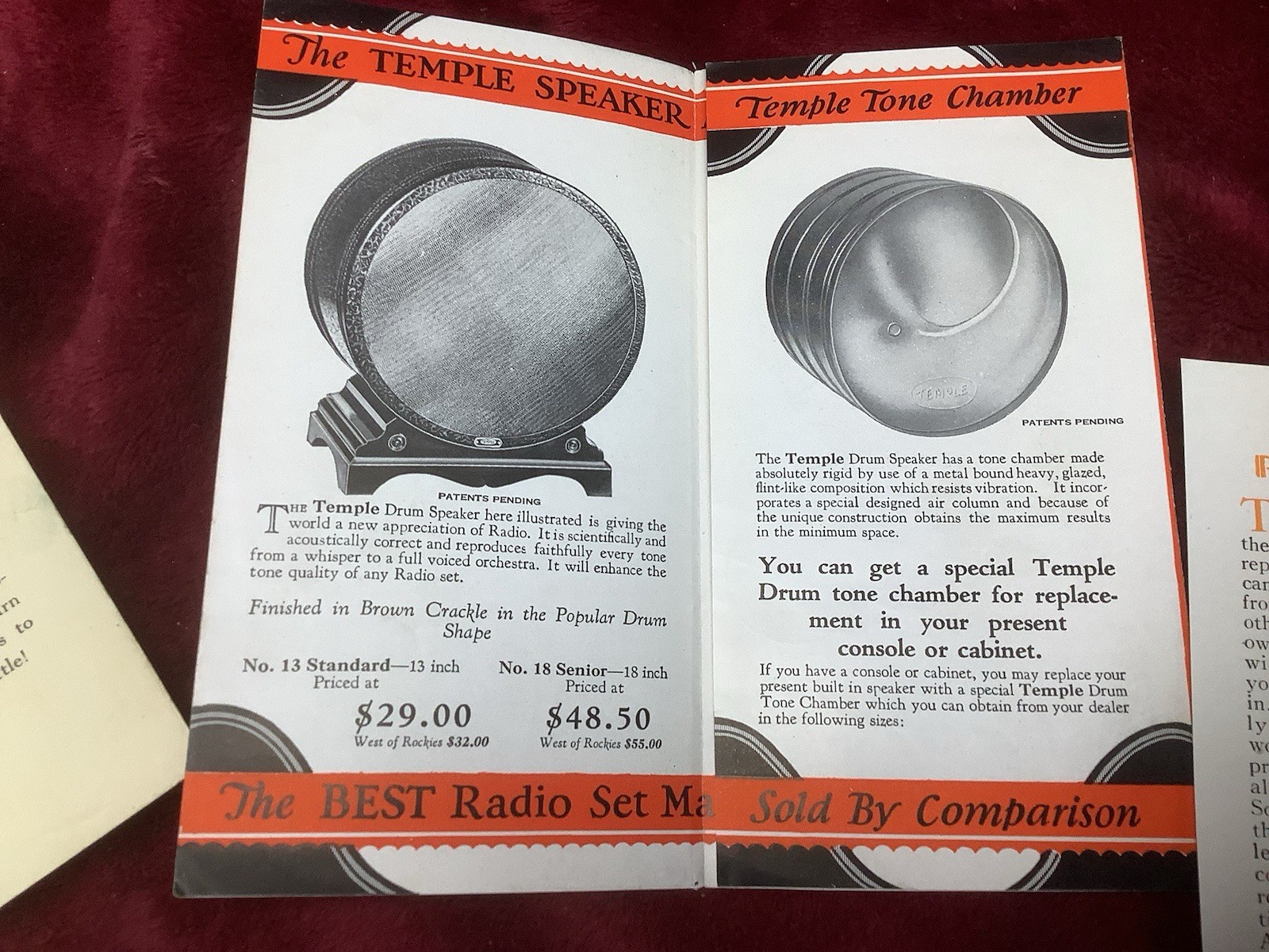 1920s Tube Radio Speaker Phamplet Advertising FADA ACME TEMPLE SAAL TELETONE