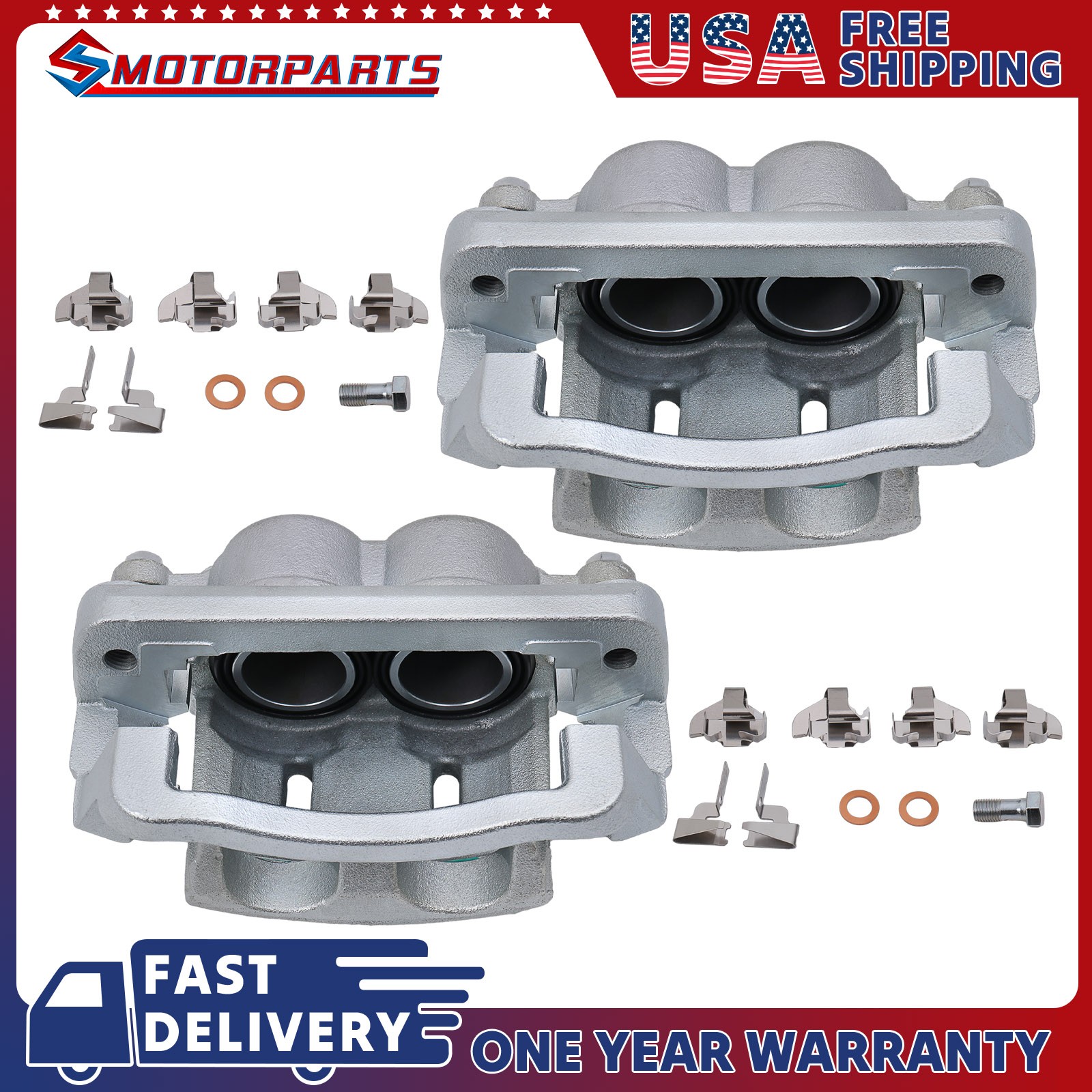 2PCS Front Brake Calipers w/Brackets For 2005-2012 Ford F-250 F-350 Super Duty