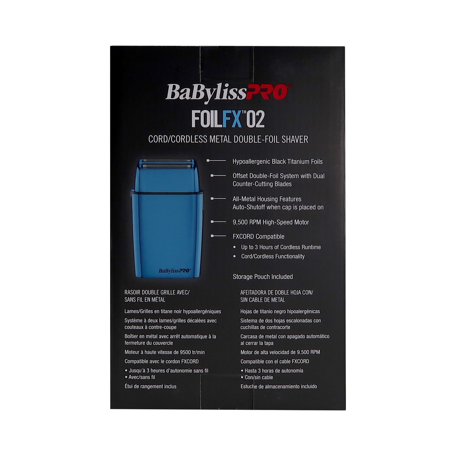 BaByliss Pro LIMITED EDITION Cordless Metal Double Foil Shaver (Blue) FXFS2BL