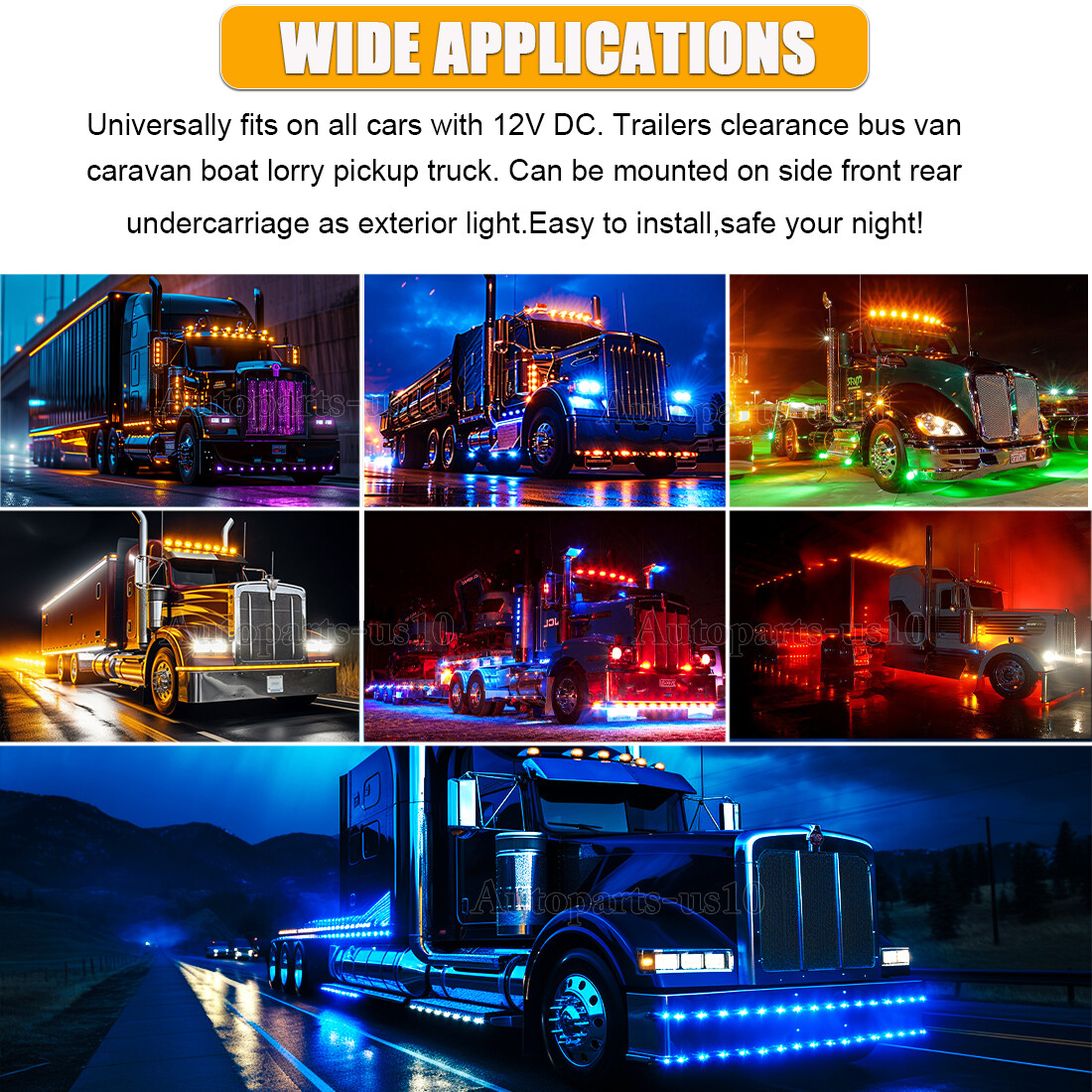 3/4" 12V Marker Lights LED Truck Trailer Round Side Bullet Light Dual Color