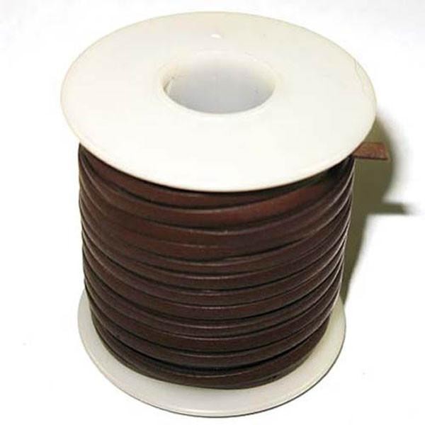 Calf Leather Lace 3/32" 25 Yards Dark Brown