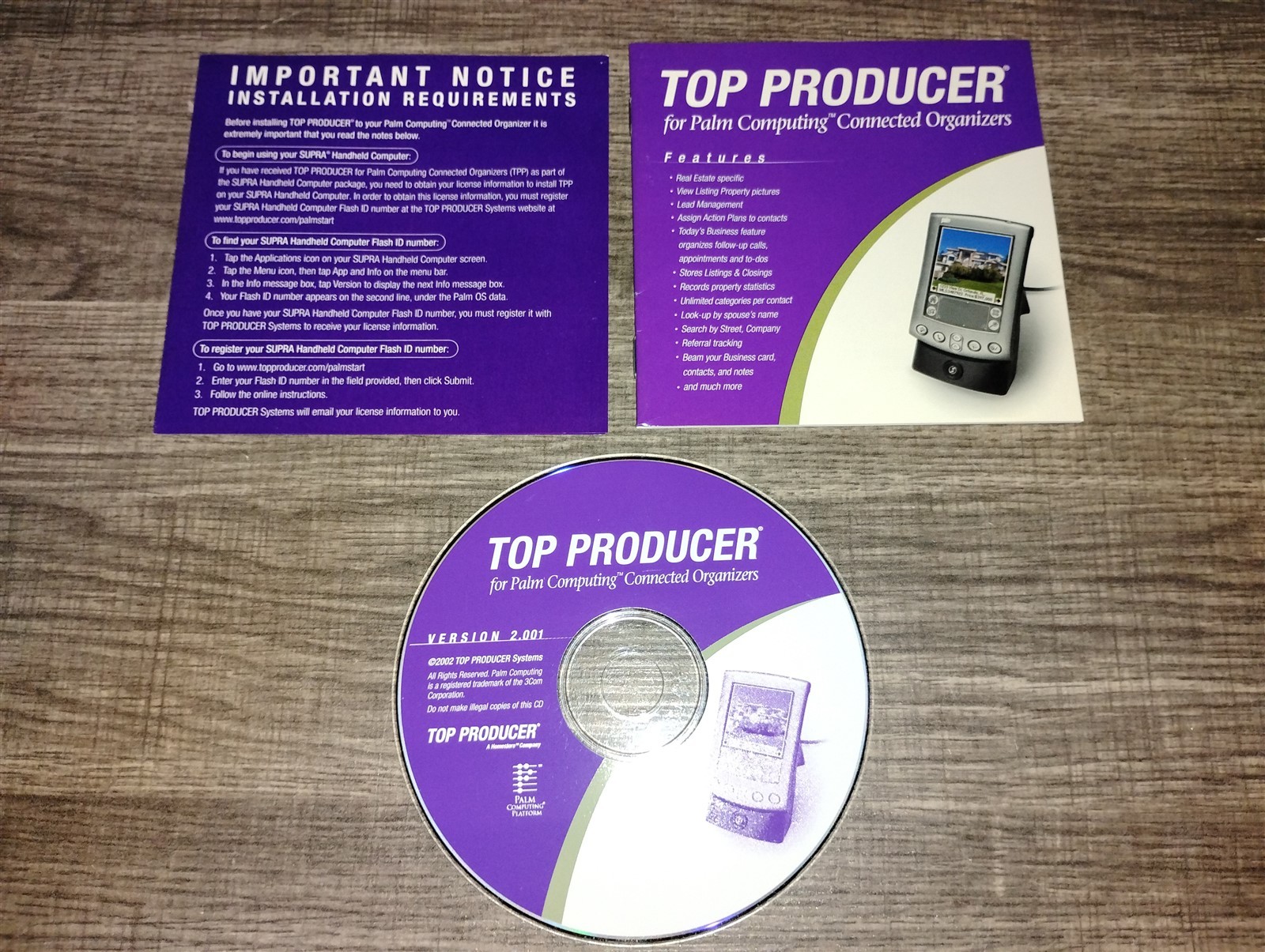 Top Producer for Palm Computing Connected Organizers Version 2.001 CD-ROM 2002