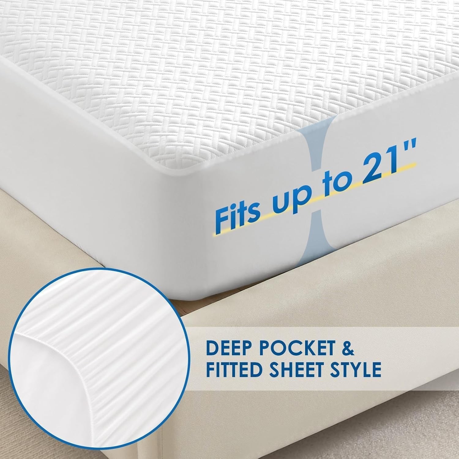 Bamboo Mattress Protector Deep Pocket Waterproof Breathable Mattress Bed Cover