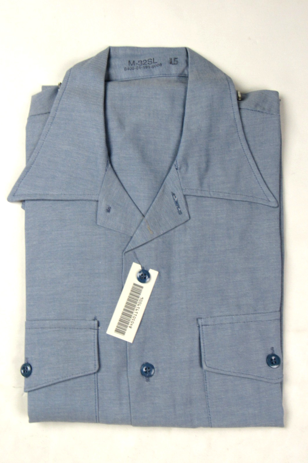 USN Chambray Work Shirt Vintage NOS Blue Utility Shirt Size M