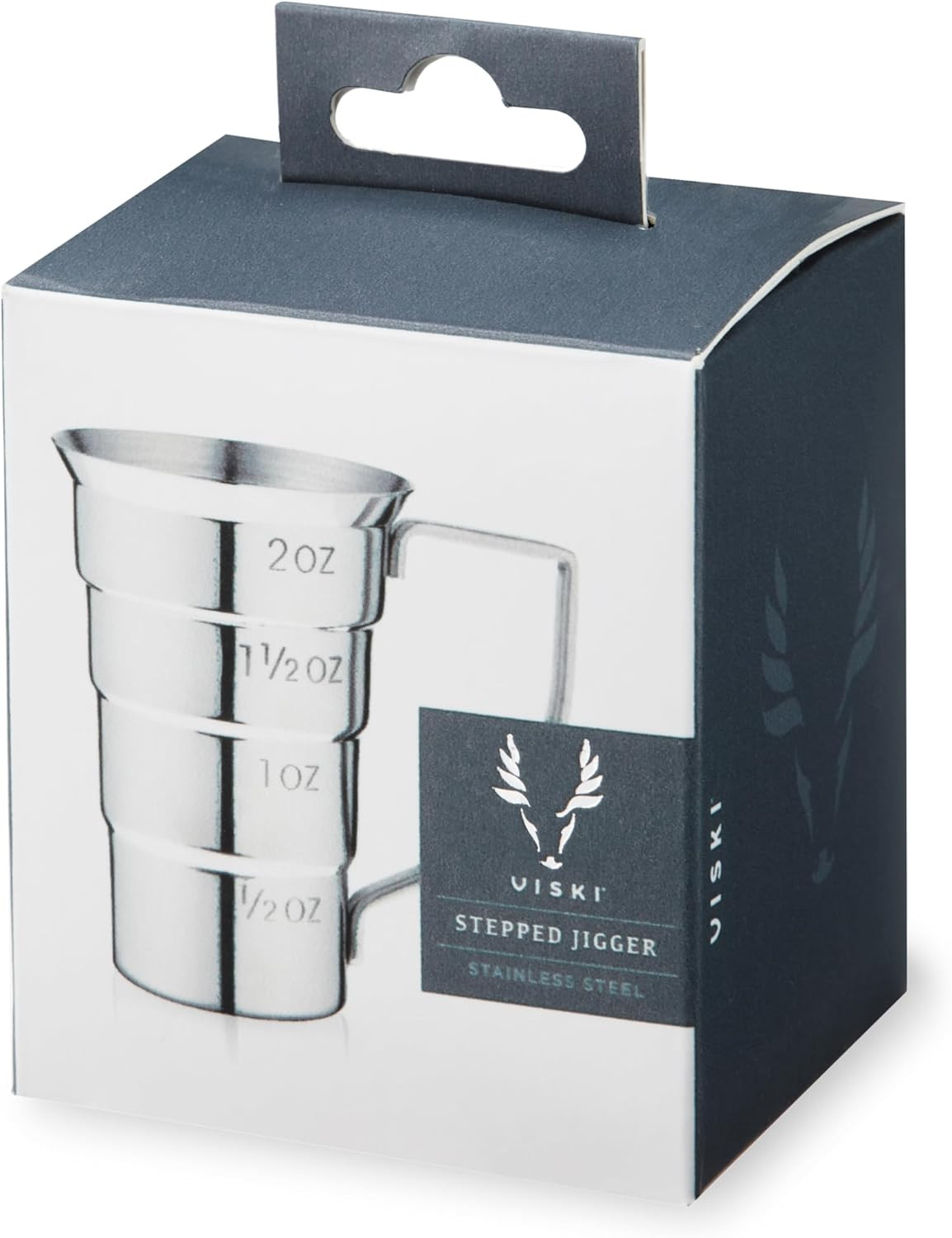 Stepped Jigger with Handle, 4 Measurement Markings, Measuring Cup for Cocktail R