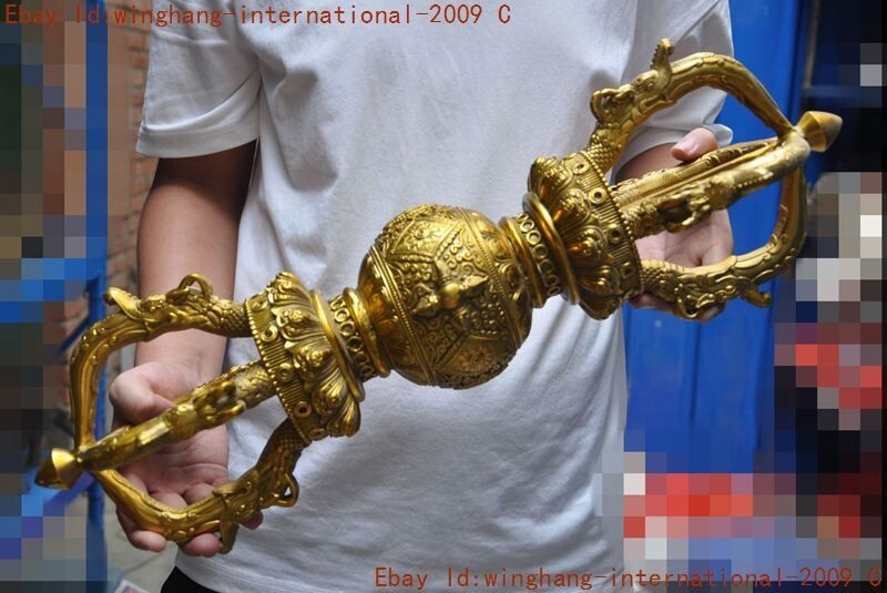 Tibet Buddhism temple bronze Gilt Vajra Dorje Phurpa Exorcism Talisman Faqi