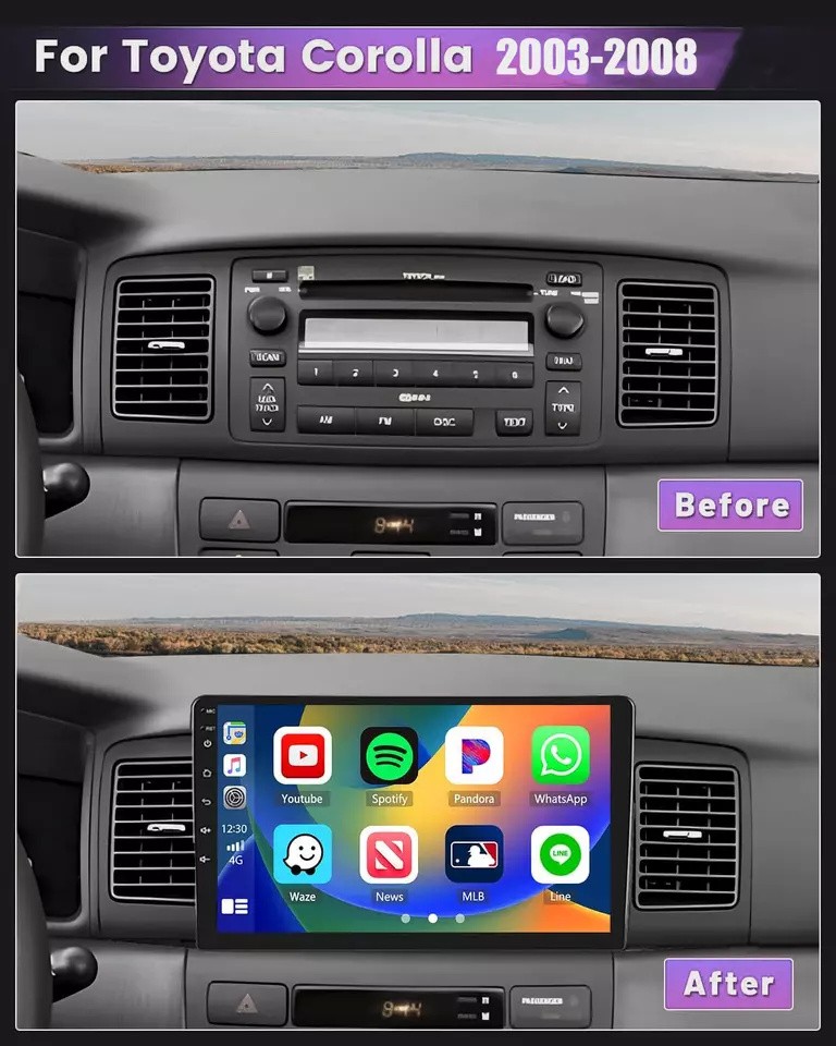 For Toyota Corolla 2003-2008 4G+64GB Android 13 Carplay Car Stereo Radio Navi