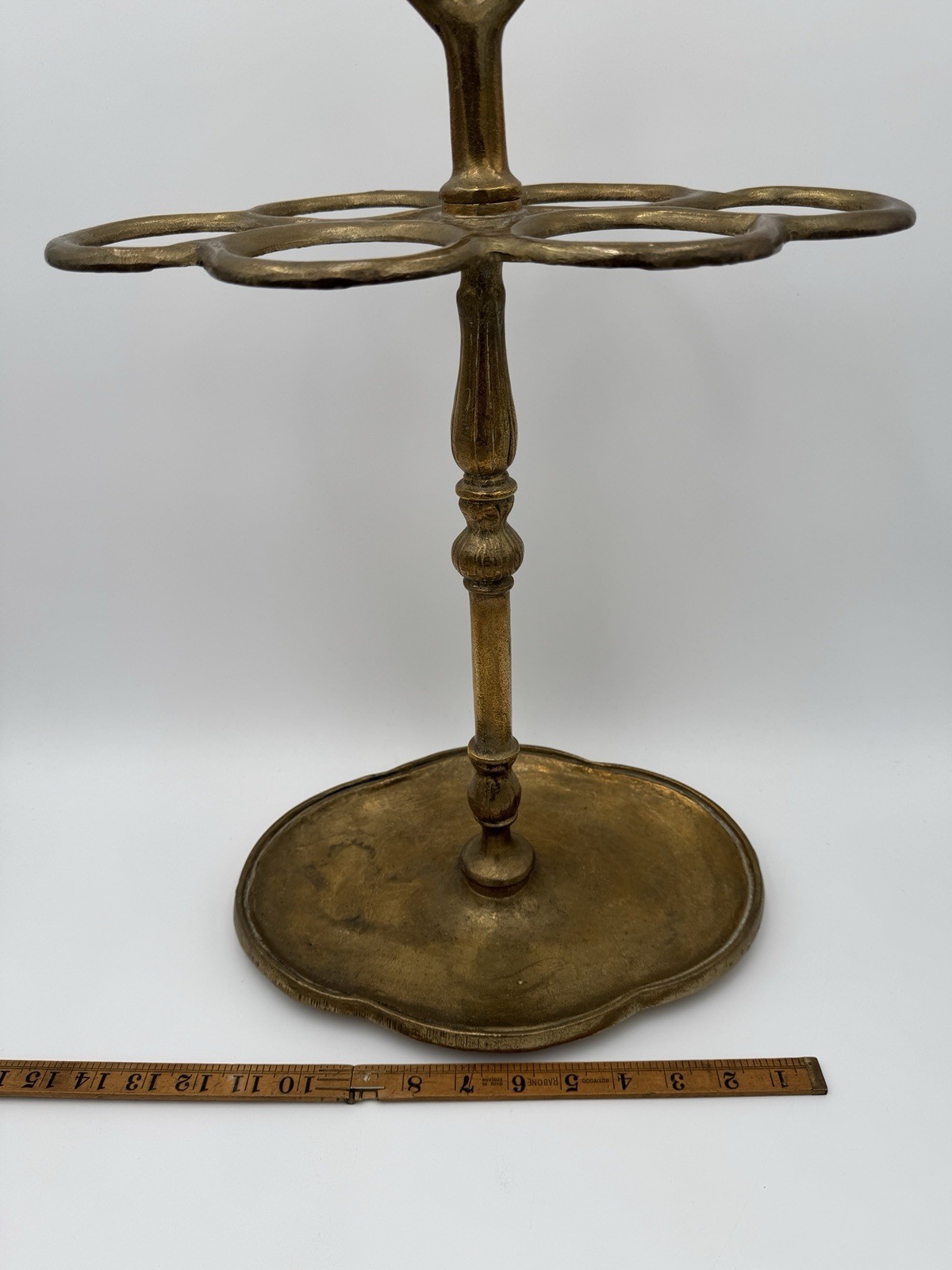 Mid Century Modern Umbrella & Cane Holder Cast Gold Tone Brass Slotted