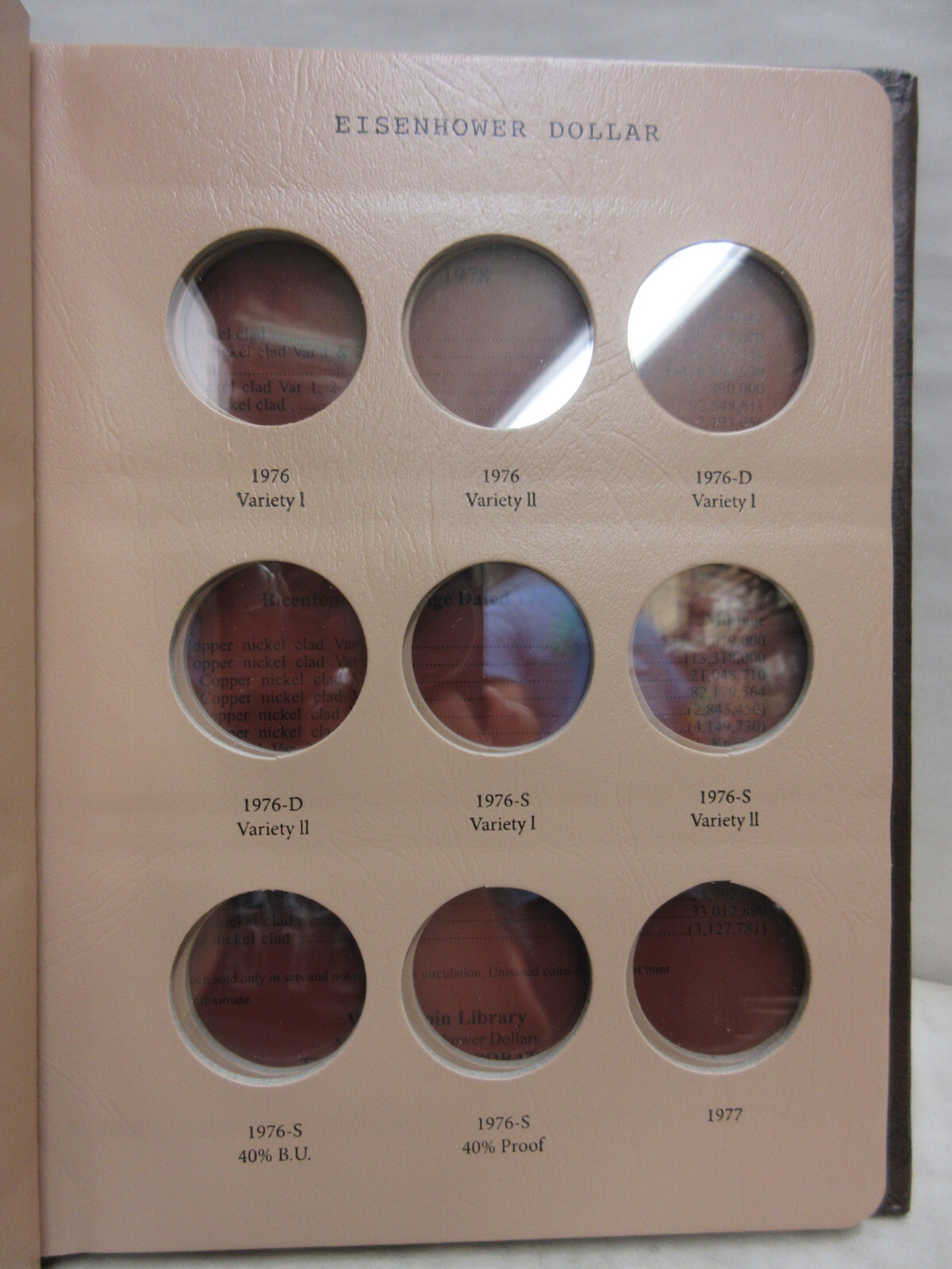 Dansco Coin Album #8176 Eisenhower Ike Dollars 1971-1978 with Proofs (P D & S)