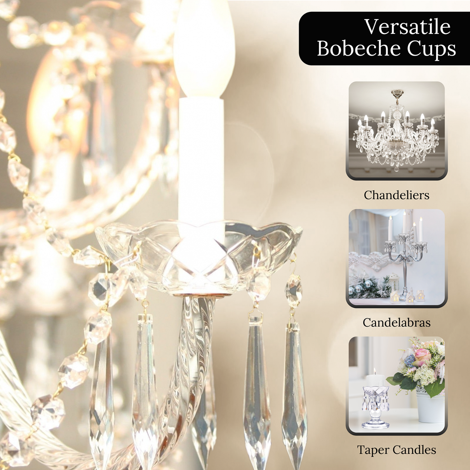 Asfour Crystal Lead Crystal Bobeche for Chandelier 4" Candlesticks & Candelabras