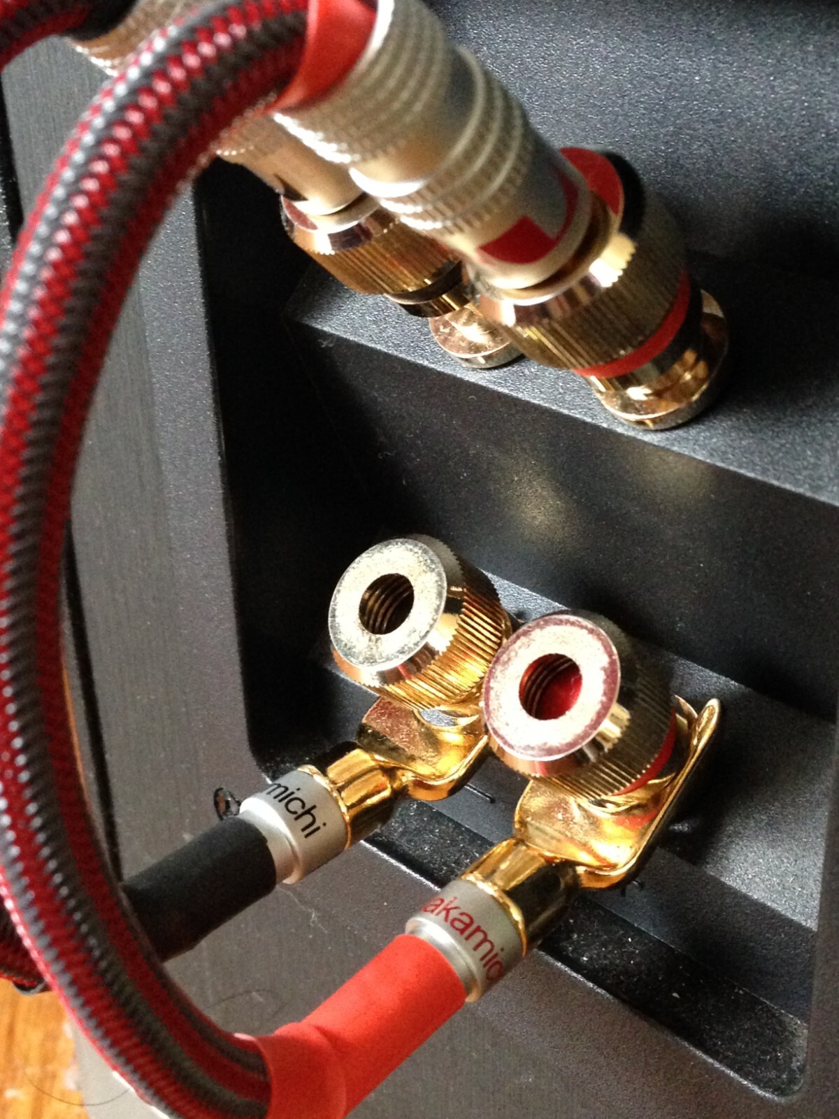 Pair Mogami Audiophile Bi Wire Speaker Jumper Cable Spade to Banana