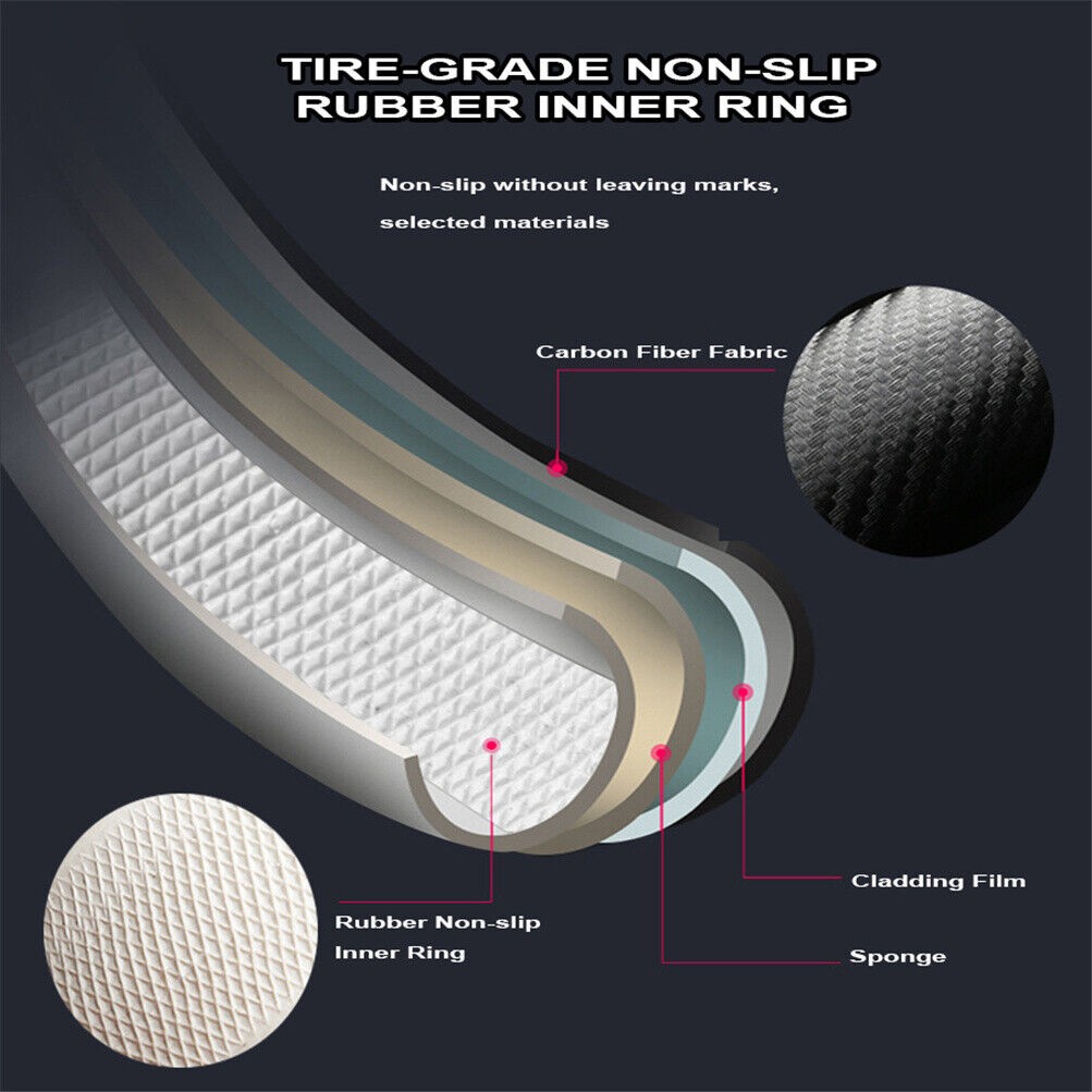 For Ford Car Steering Wheel Cover Carbon Fiber PVC Leather Anti-slip Accessories