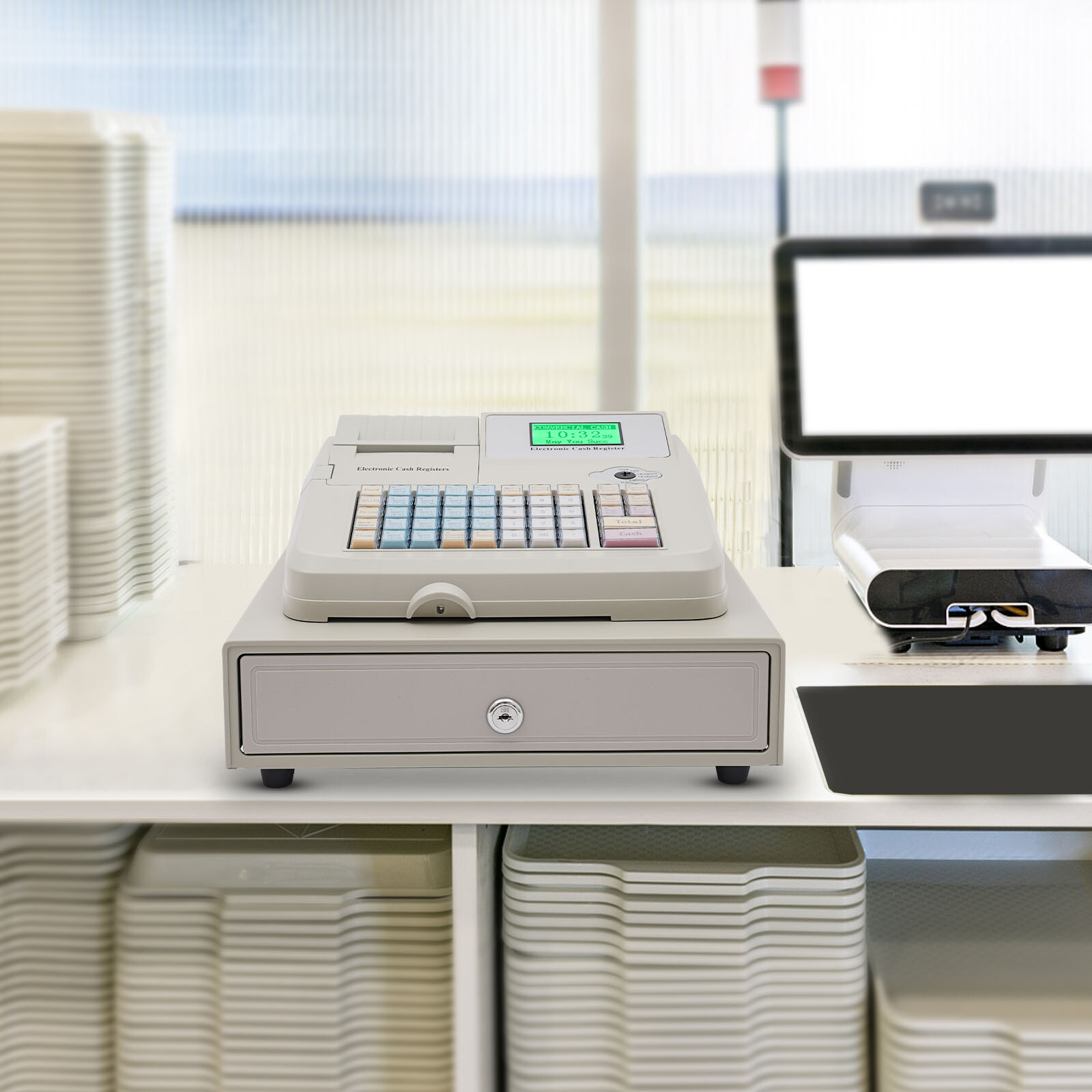 48 Keys Electronic Cash Register POS Cash Machine Supermarket LED Display NEW US