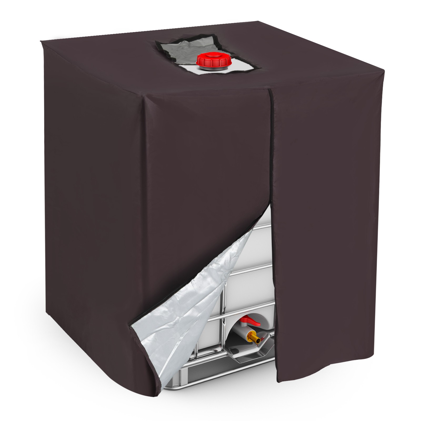275 Gallon Zipper IBC Tote Cover 420D Oxford 1000L Water Tank Protective Brown