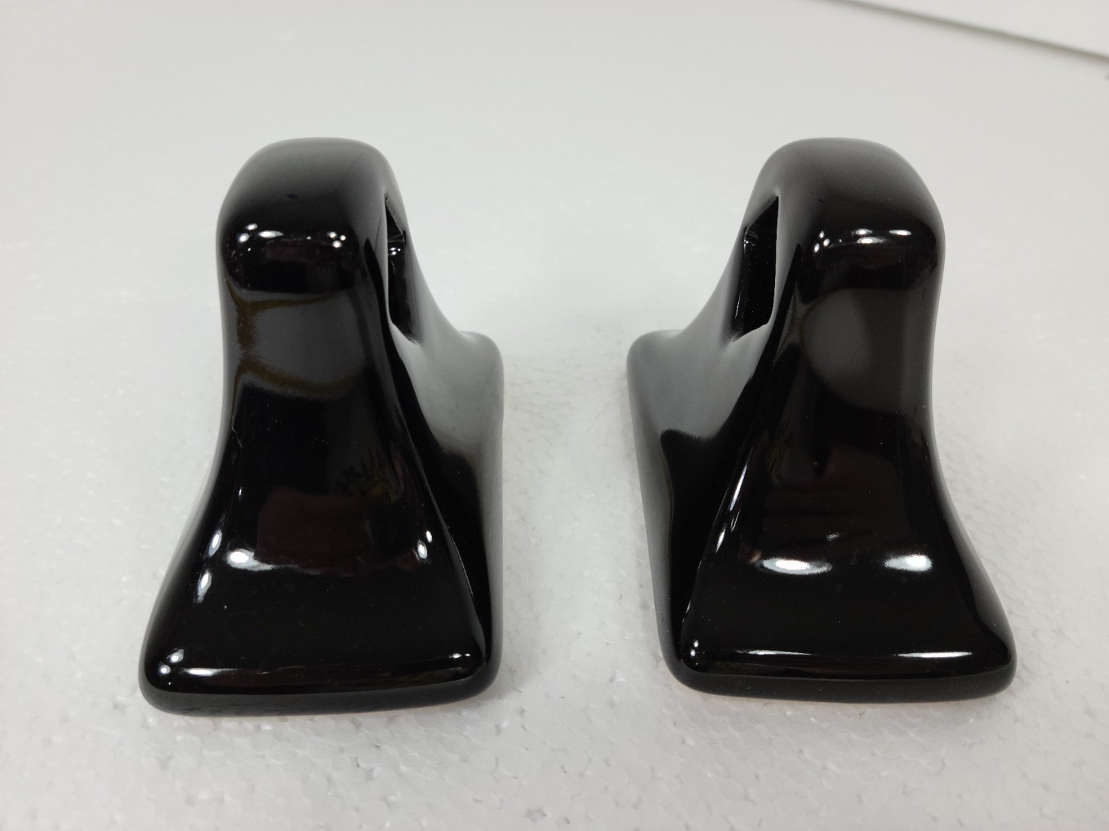 Vintage Black Ceramic Towel Bar Rod Rack Post Holders Flat Back Glue over Tile