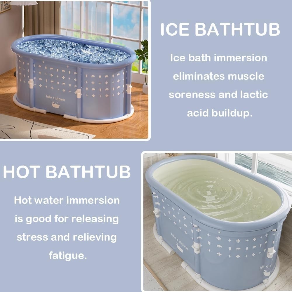 Portable Bath Tub No Installation, Foldable Bathtub for Adults, Separate Hot SPA