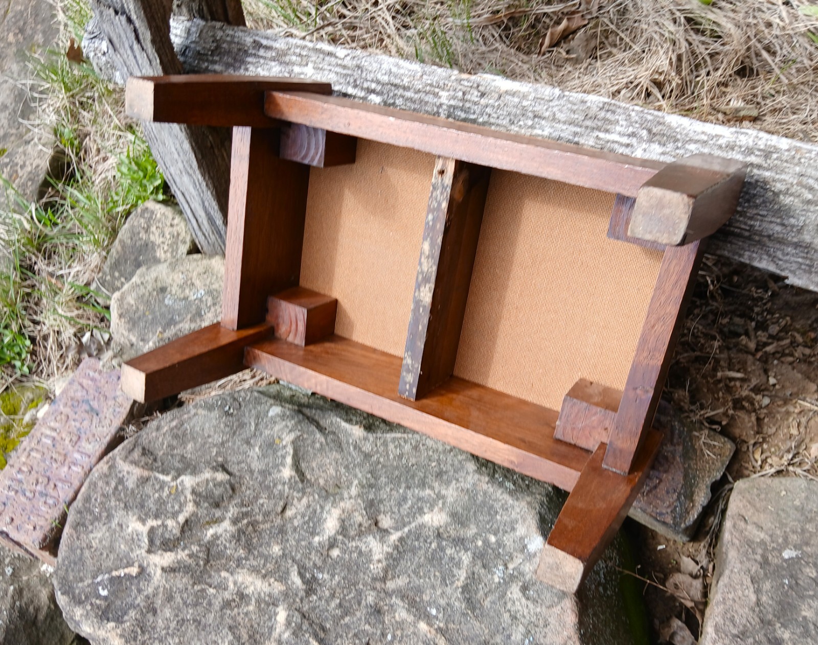 Antique Walnut Mission Style Arts & Crafts Style Foot Stool 1920