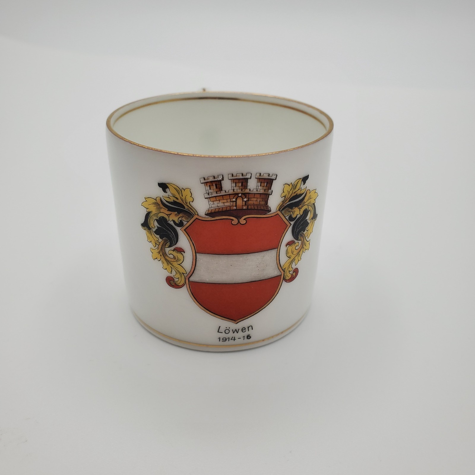 WWI Imperial German Loewen Leuven 1914-16 Belgium Porcelain Cup Schirnding AG