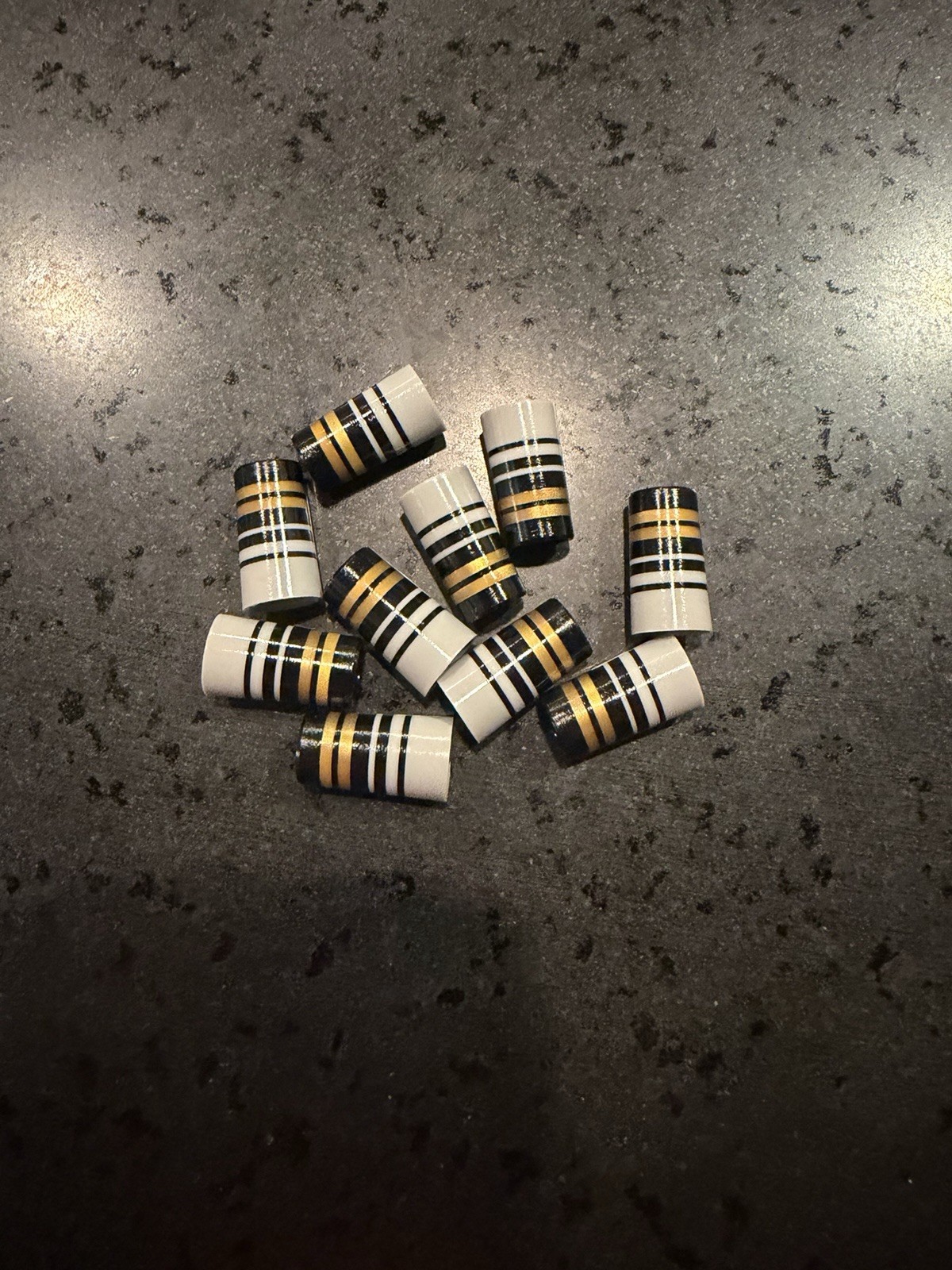 10-CUSTOM GOLF FERRULES GRAY/BLK/GOLD   1” TAPER TIP .355