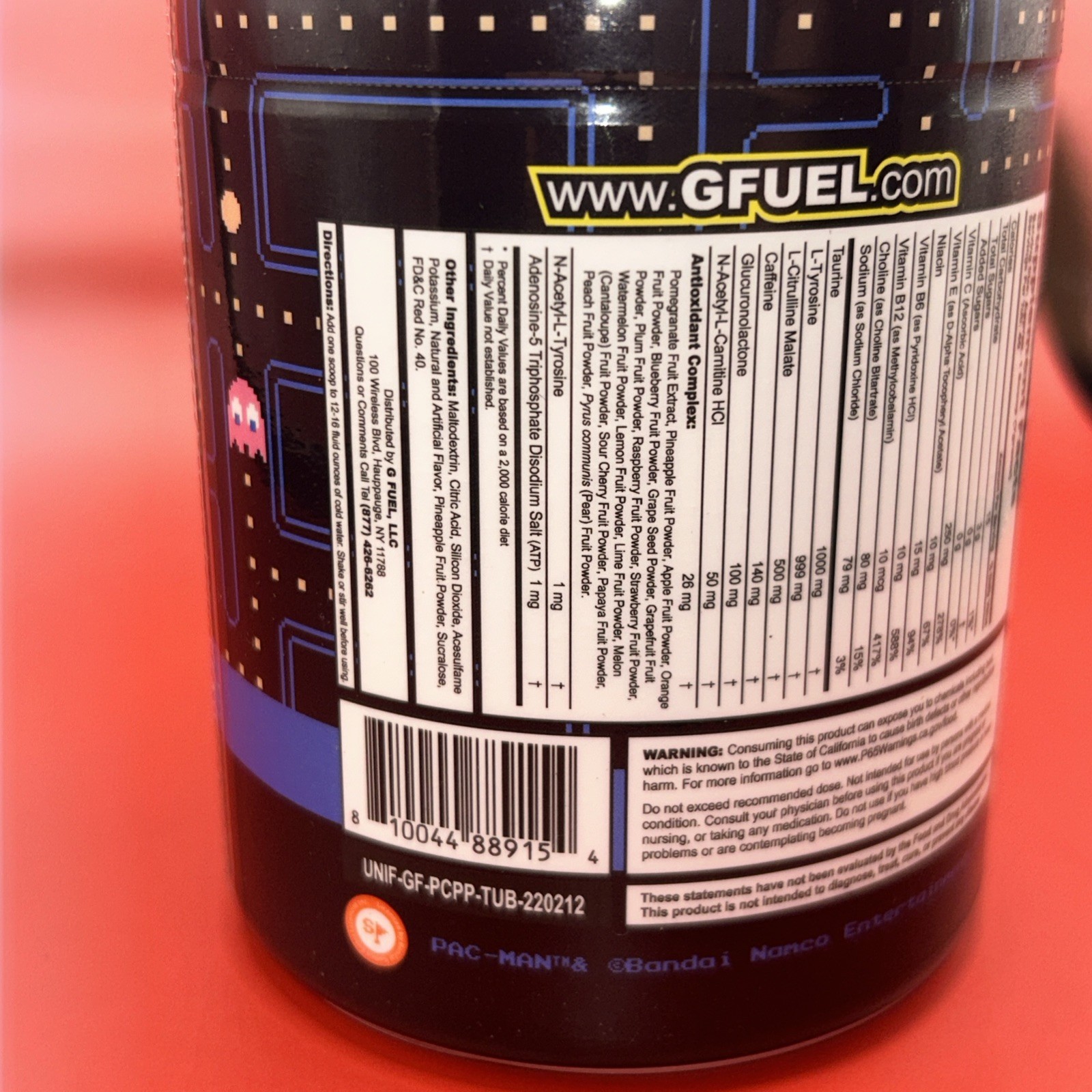 G FUEL Pac-Man Power Pellet Energy Tub (Cherry Lollipop) 40 Servings - Exp. 2028