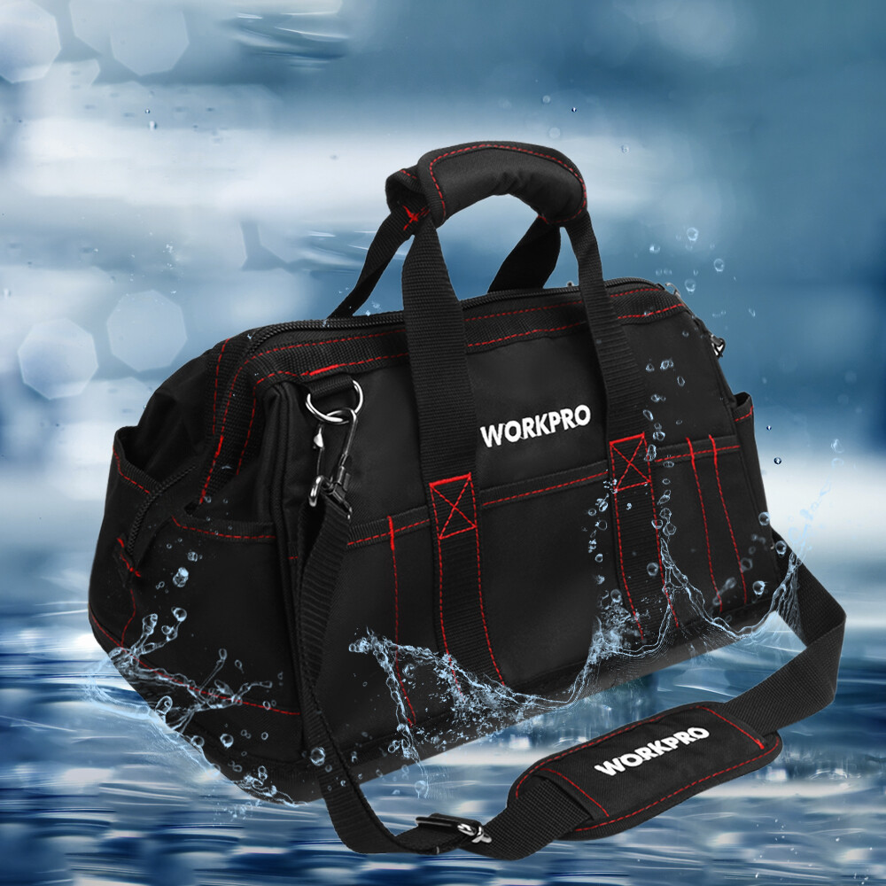 WORKPRO 16" Zipper Wide Mouth Tool Storage Bag Case Large Capacity w/21 Pockets