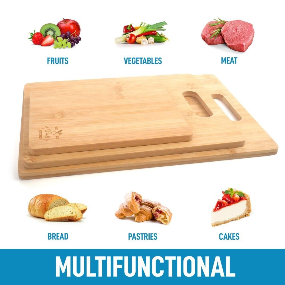 Zulay Bamboo Cutting Board Set - 3 Piece