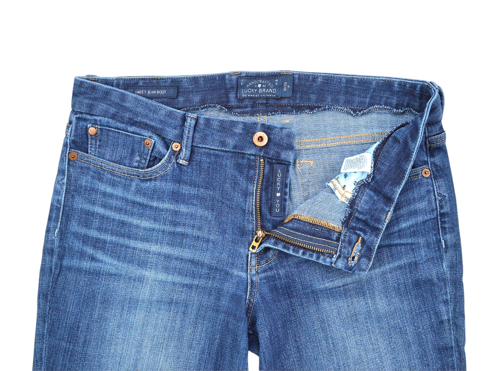 Lucky Brand Sweet Jean Boot Jeans Women Size 10 Mid Rise Blue Denim Vintage Wash