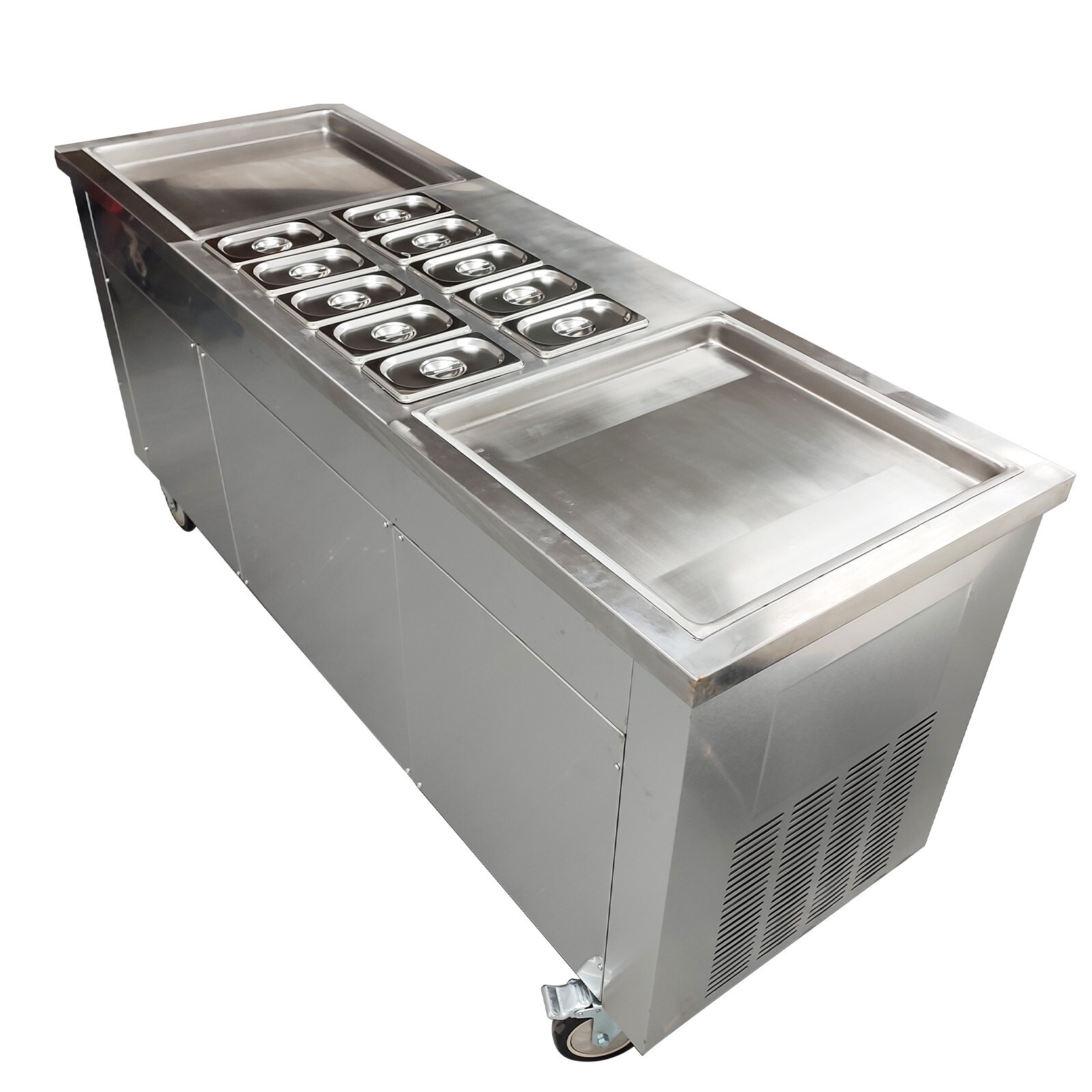 Commercial 17.7“x17.7" 110V Square Double Pans Fried Ice Cream Machine