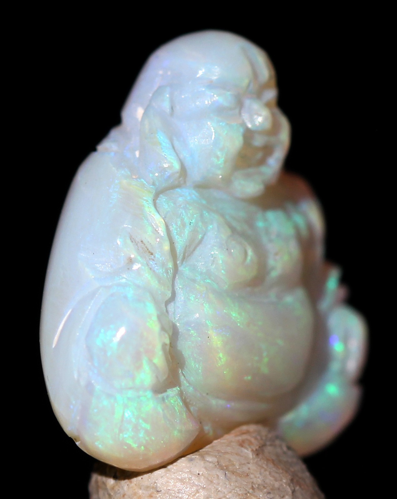 OPAL Carving BUDDHA Hand Carved Polished Gemstone Sculpture AUSTRALIA BOULDER