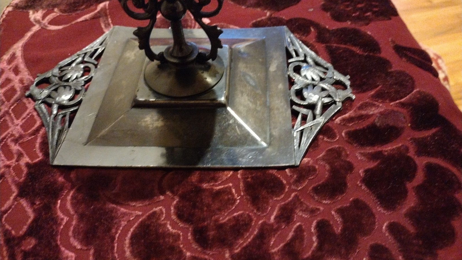 Antique Victorian unique Art Nouveau Dark Silver Plate Calling Card Repousse