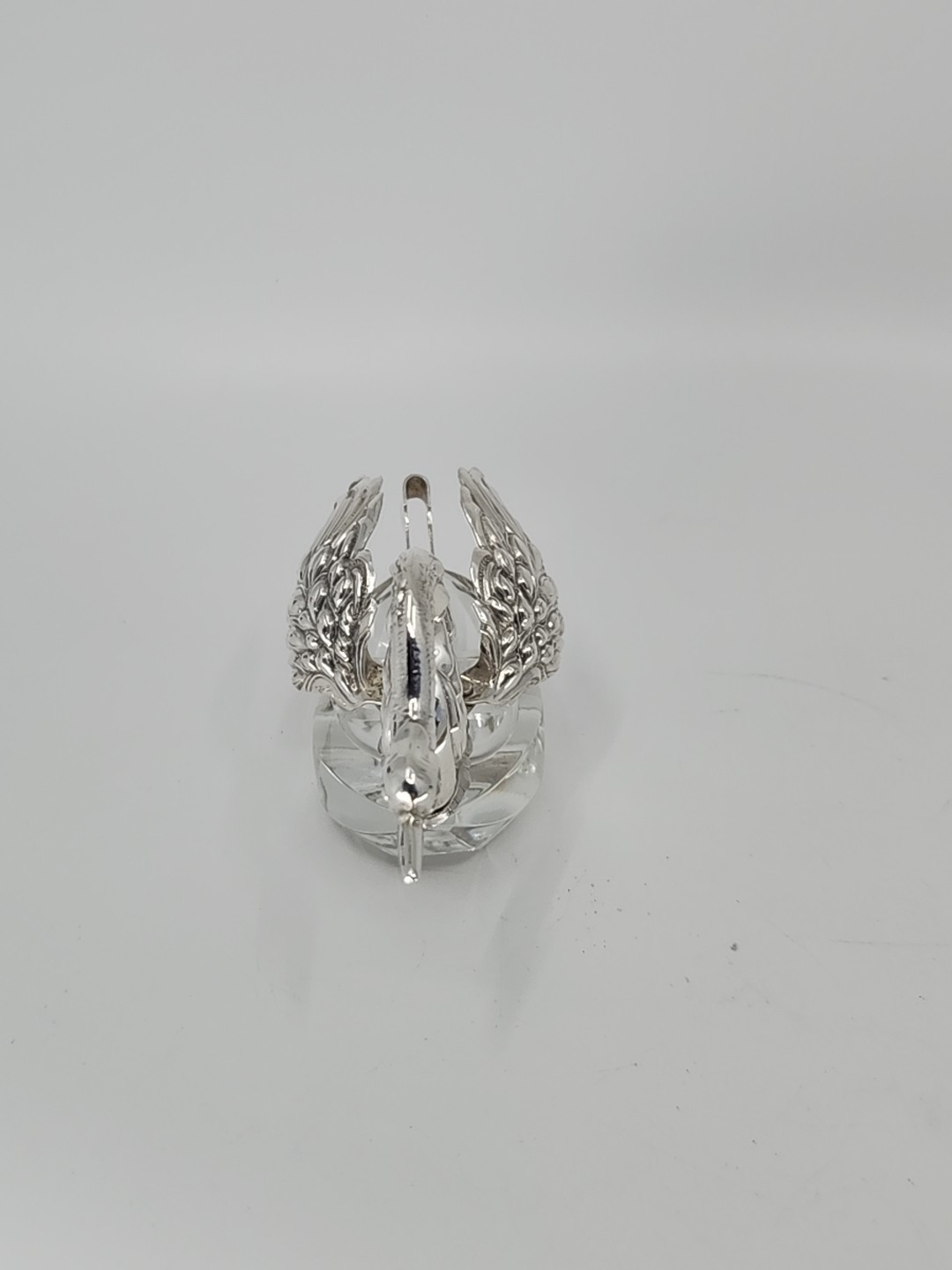 Vintage ALBO 835 Silver Crystal Swan Salt Pepper Cellars Albert Bodemer STAMPED