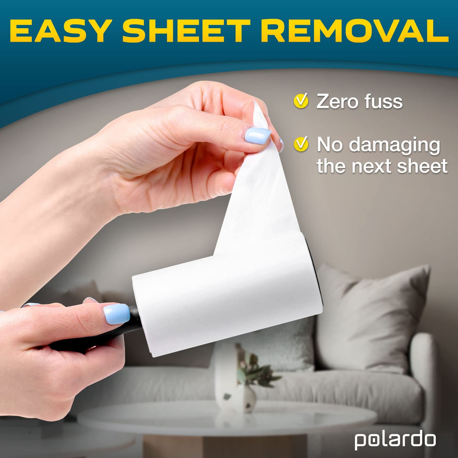 Lint Rollers for Pet Hair, Sticky, Remover 5 pcs - 450 Sticky Sheets, White