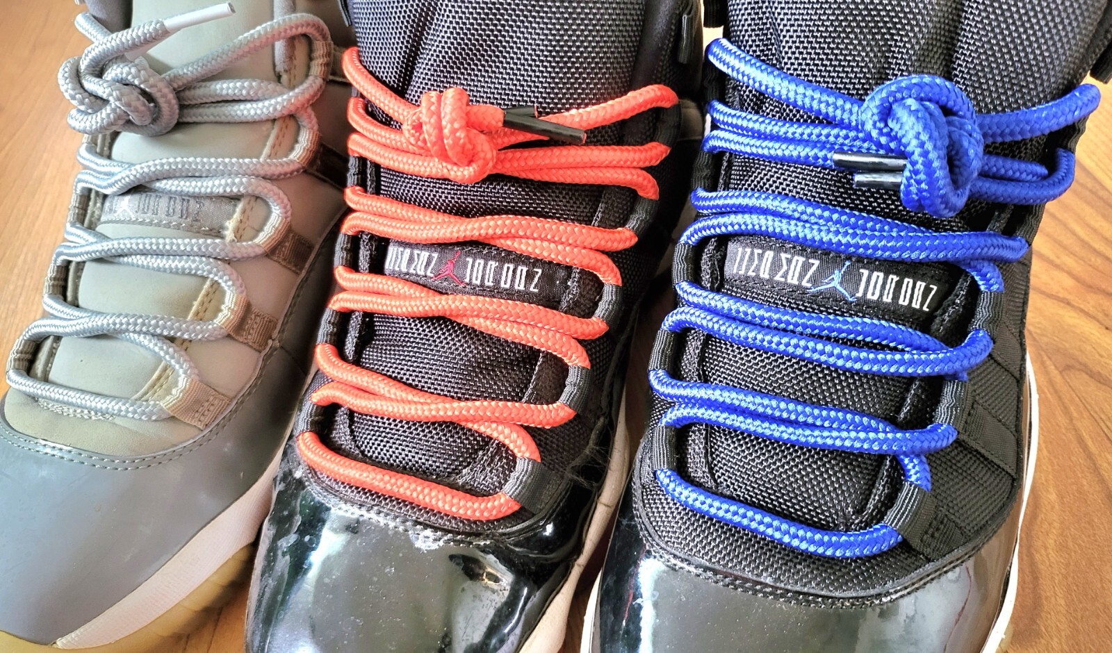 Air Jordan XI 11 Red Black Blue rope round shoe laces bred space jams concords