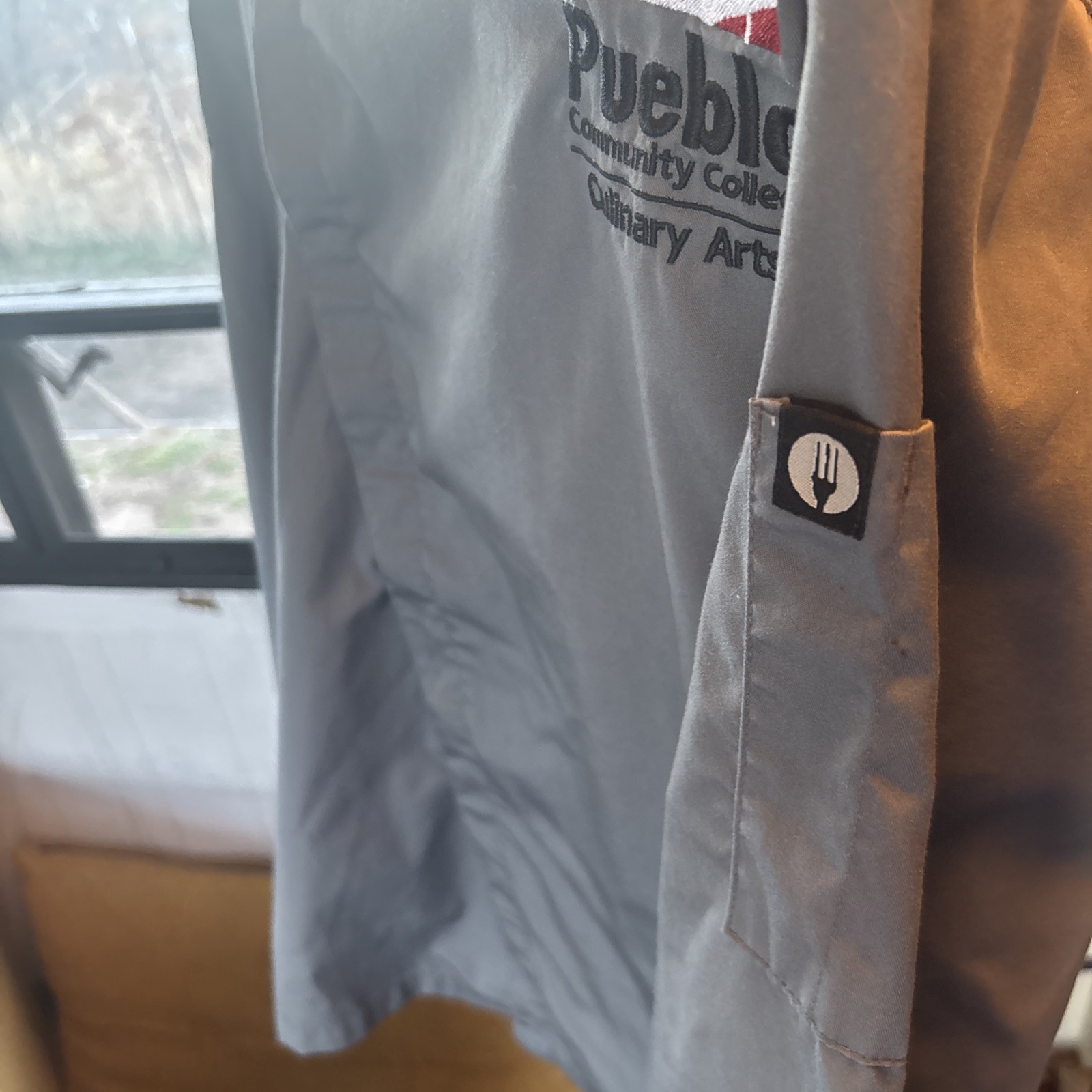 Chef Works Hartford chef coat gray unisex cook shirt, size M