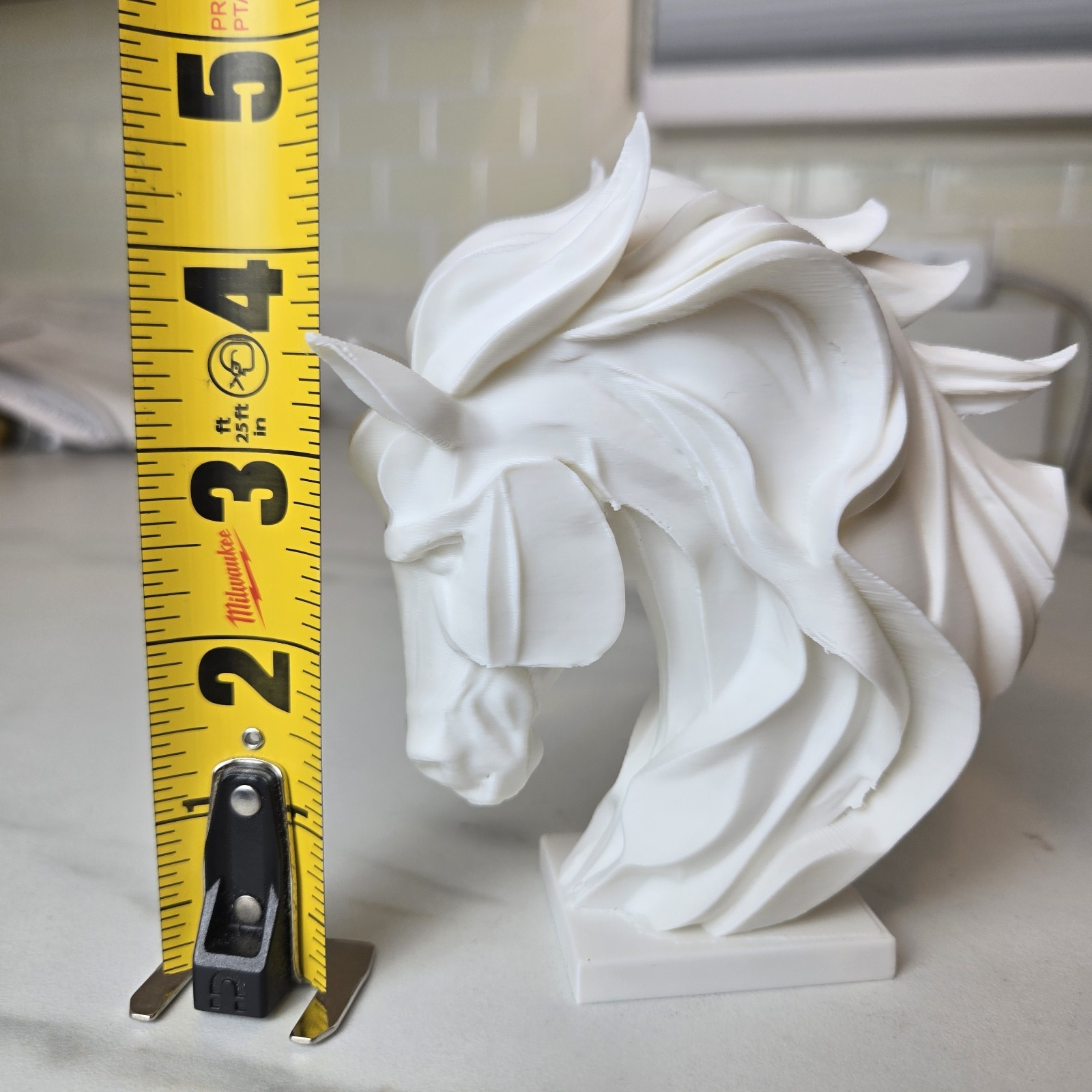 Horse Head Sculpture – Matte White 3D Printed Art Statue – Modern Home Decor...