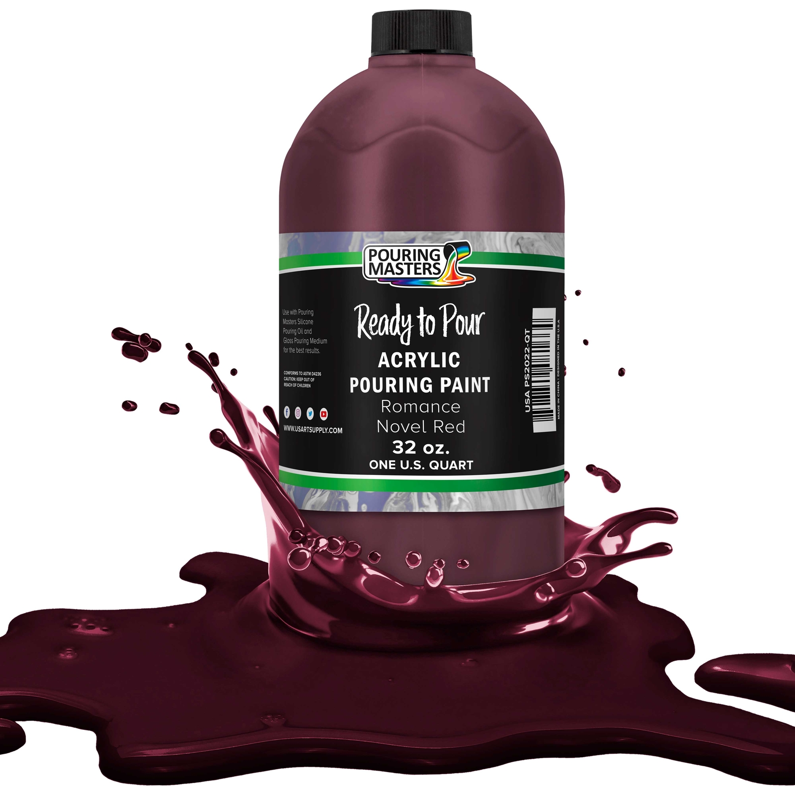 Pouring Masters Romance Novel Red 32-Ounce (Quart) Acrylic Pouring Paint