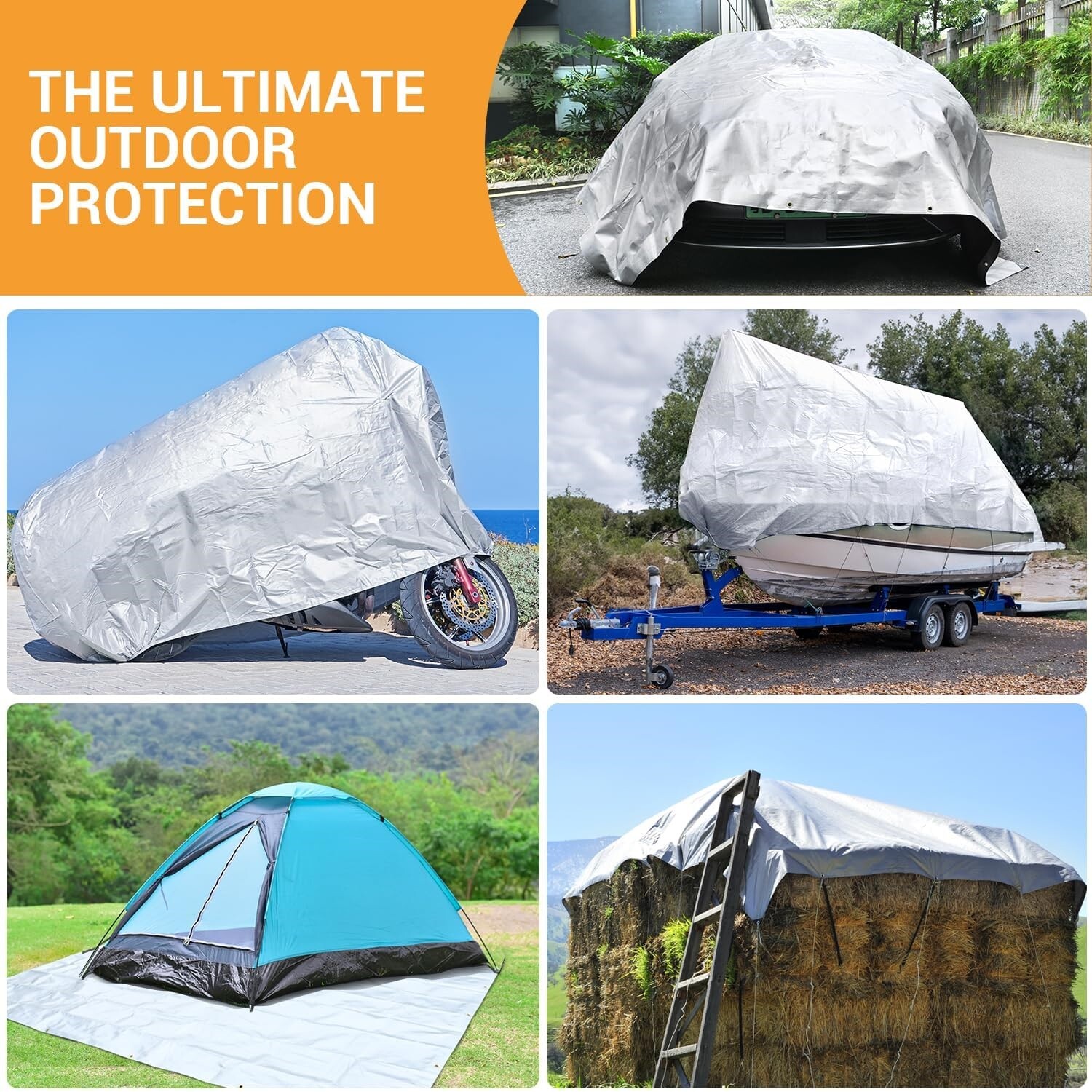 Finished Size 18Mil Heavy Duty Tarp Waterproof Canopy Cover Poly Tarpaulin Shade