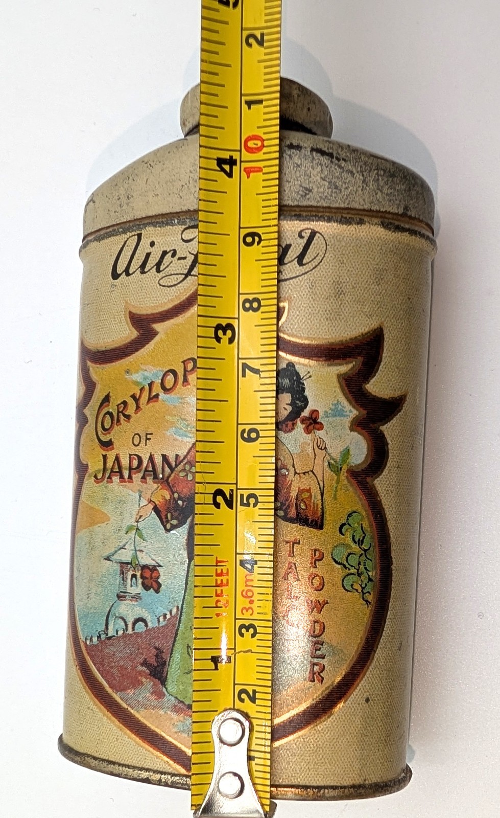 VTG AIR FLOAT CORYLOPSIS OF JAPAN TALC POWDER LITHO TIN CAN TALCUM CO.