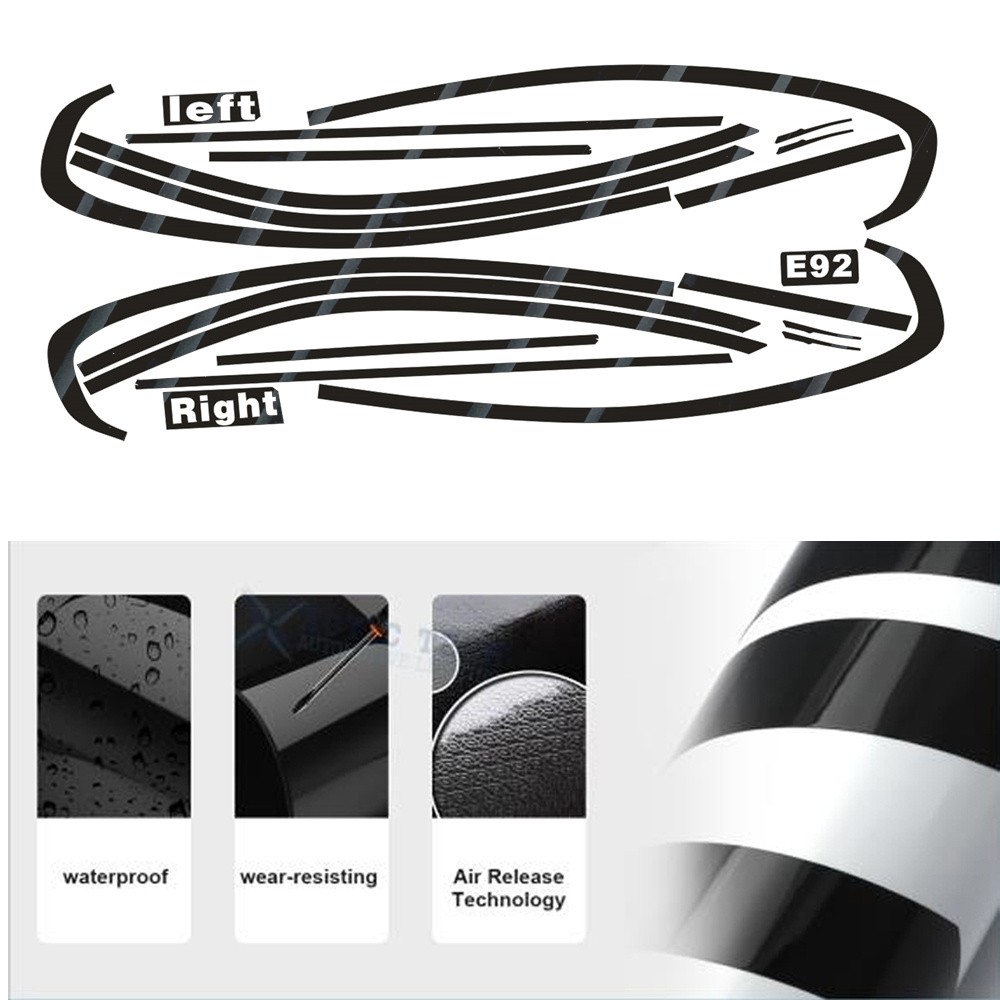 Glossy Black Chrome Delete Window Trims For BMW 3 Series E92 Coupe 2005-2012