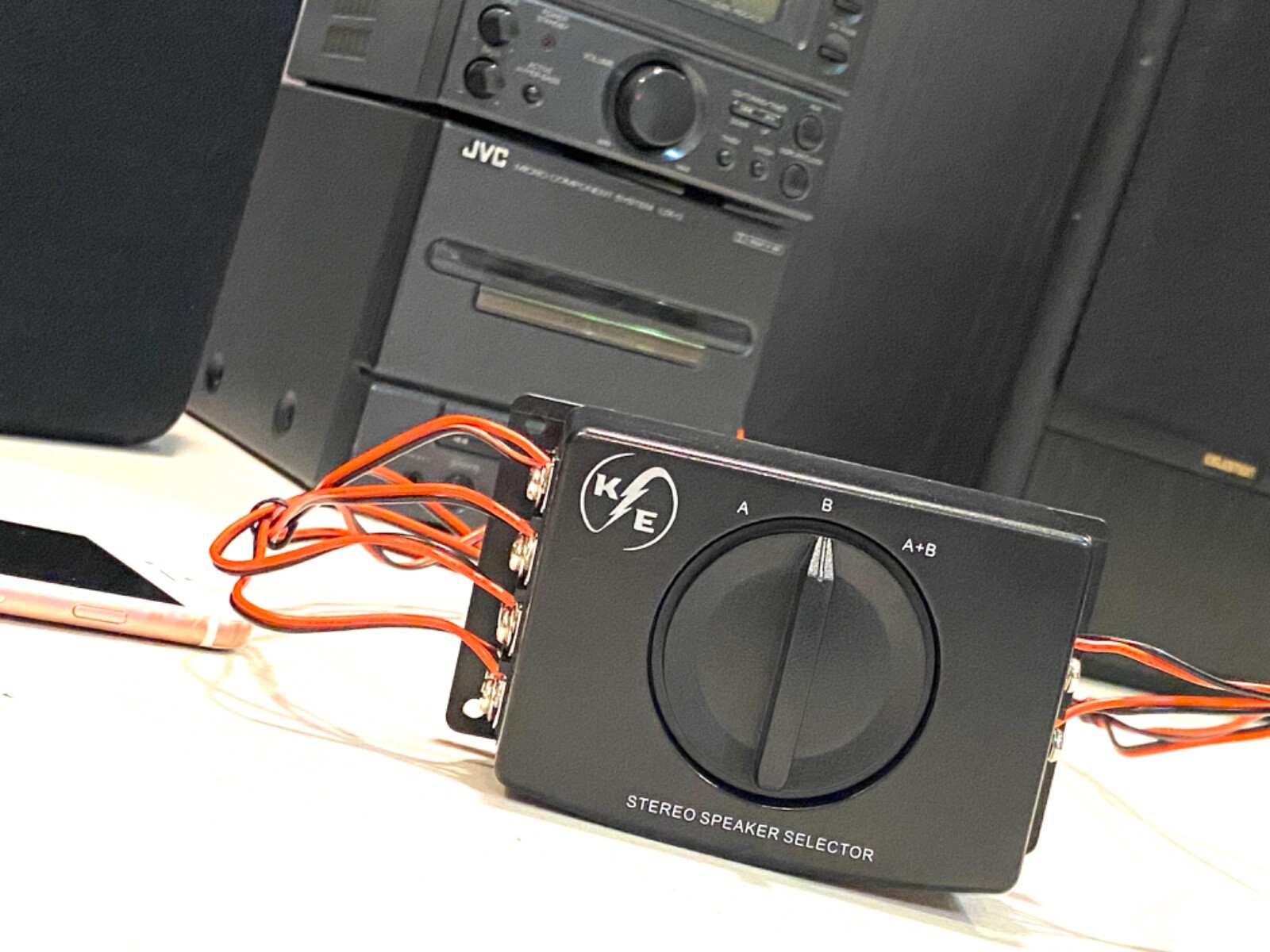 A/B A B A+B Stereo Speaker Selector Switch Switcher Combiner 2 Way Black Box