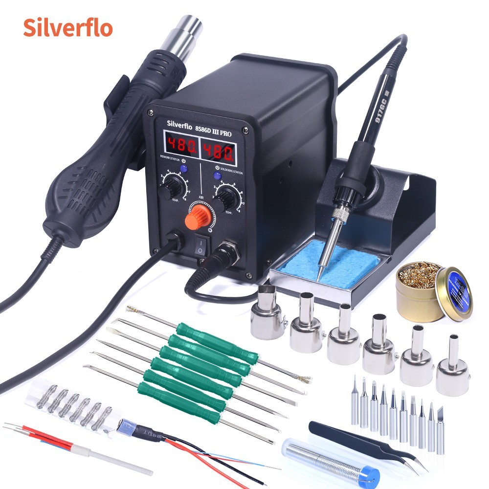 780W 2-in-1 Digtial Soldering iron Station Kit Hot Air gun  Rework station Tool