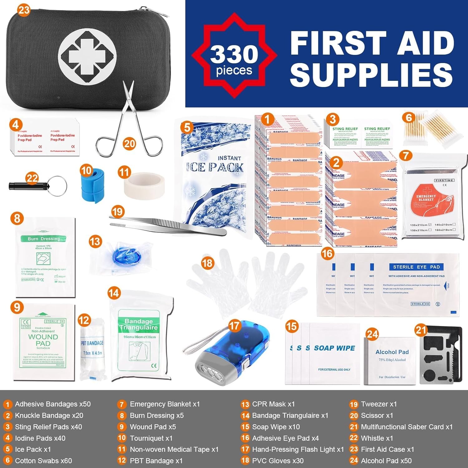 315 PCS First Aid Kit,Trauma Kit with Essential Emergency Medical Supplies