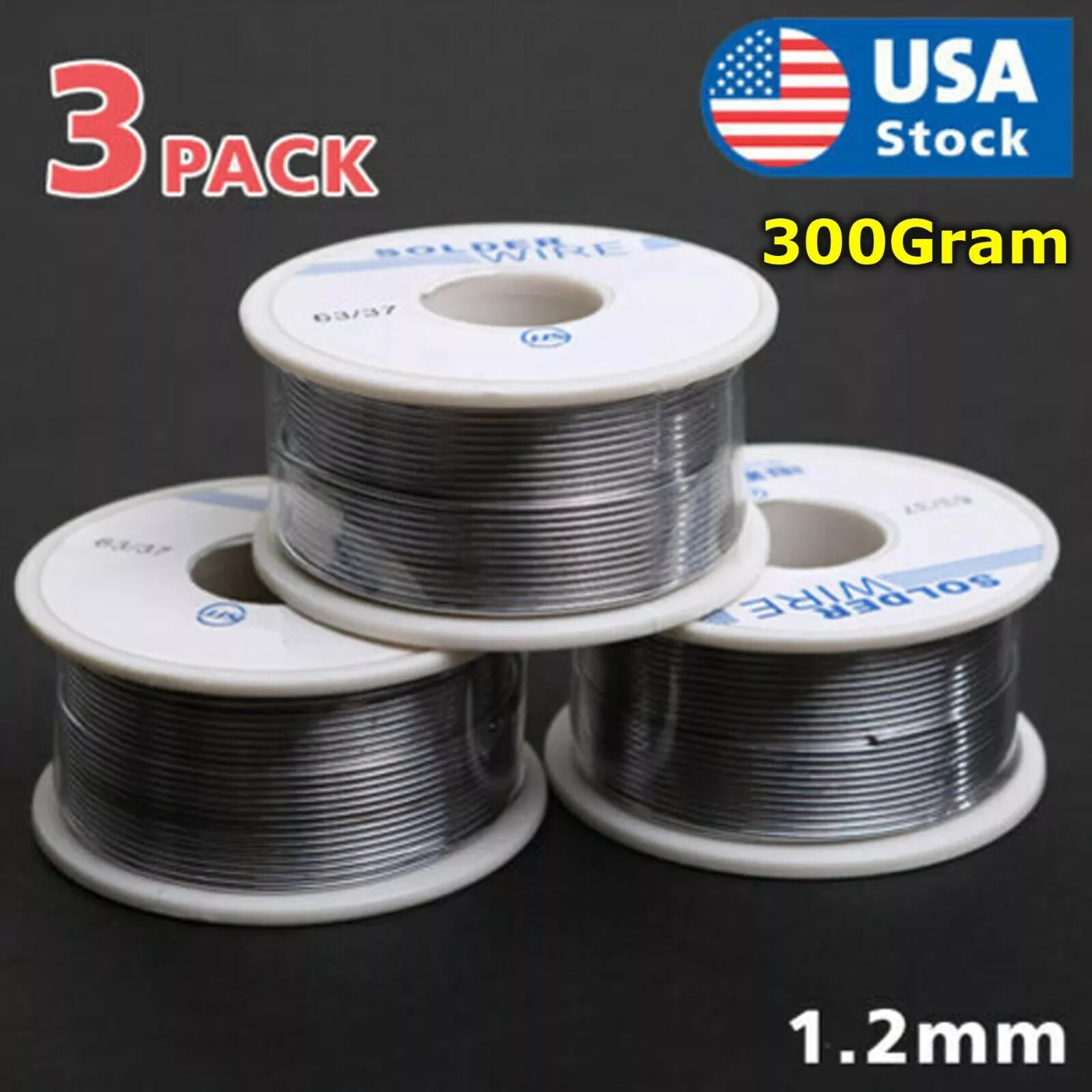 3X 63-37 Tin Rosin Core Solder Wire Electrical Soldering Sn60 Flux .031"/1.0mm