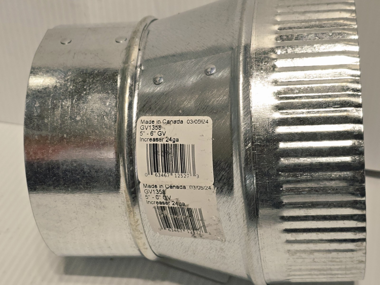 Imperial GV1358 Galvanized 24 ga. Steel Furnace Pipe INCREASER 5"-6" Dia.