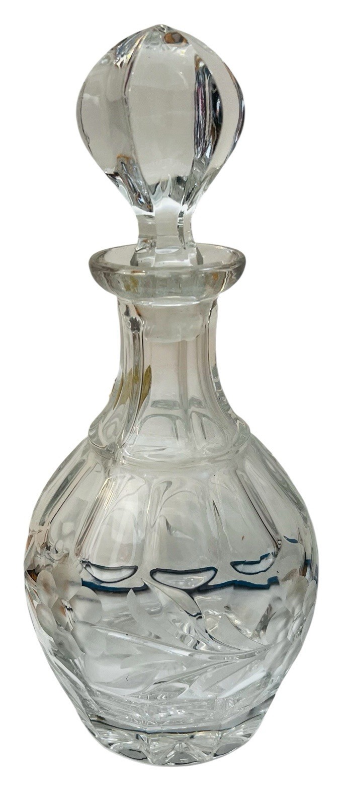 VTG Gorham Full Lead Crystal Whiskey Decanter Floral Diamond Cut West Germany